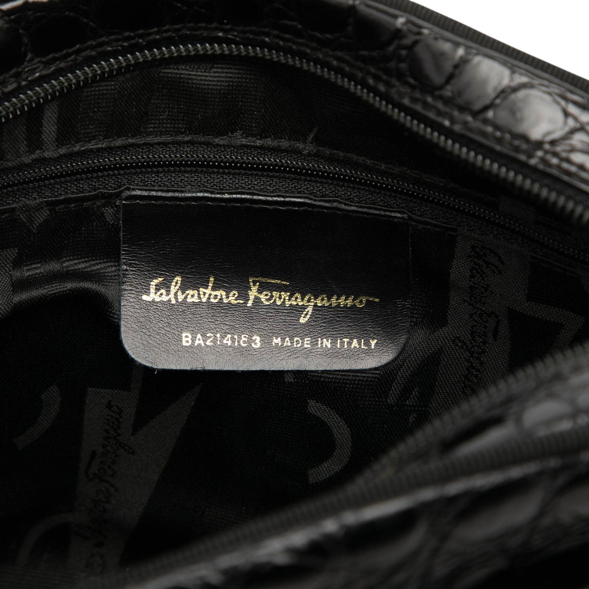 Ferragamo Croc Embossed Calfskin Vara Crossbody