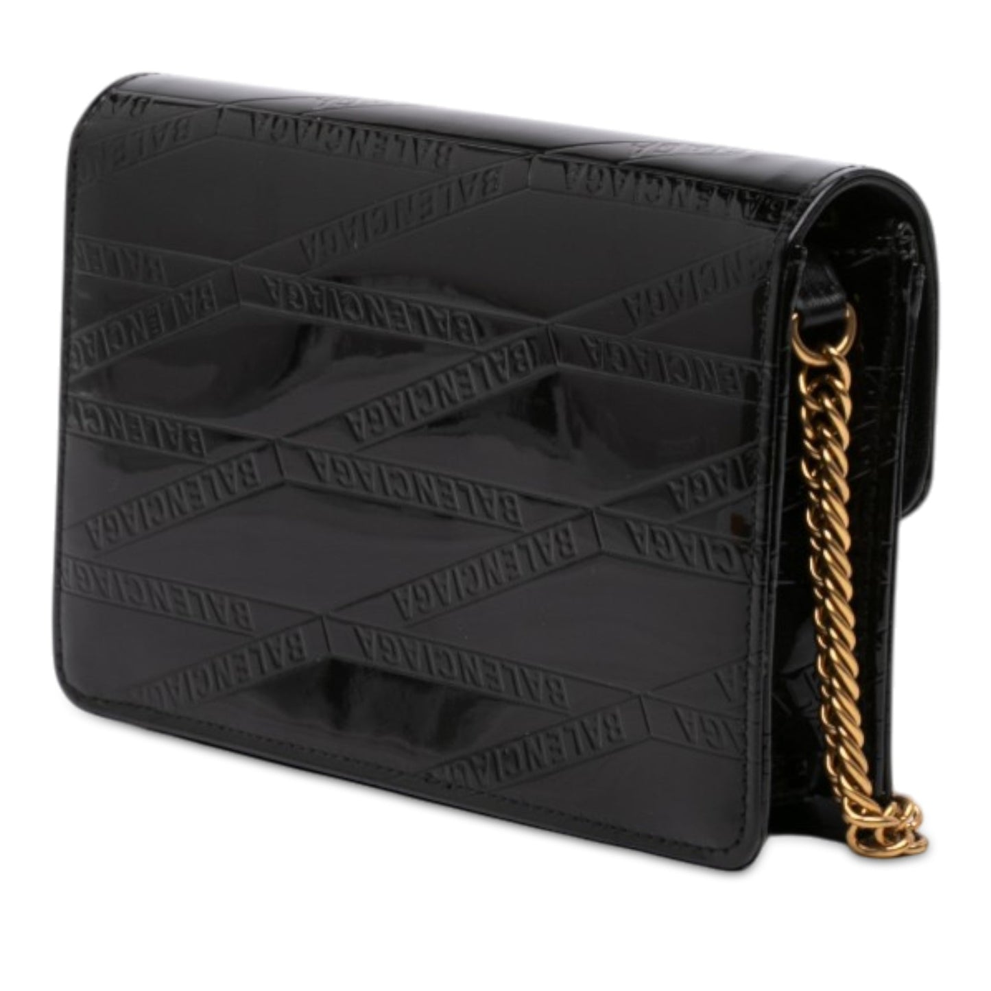 Balenciaga Embossed Patent Losange BB Wallet on Chain