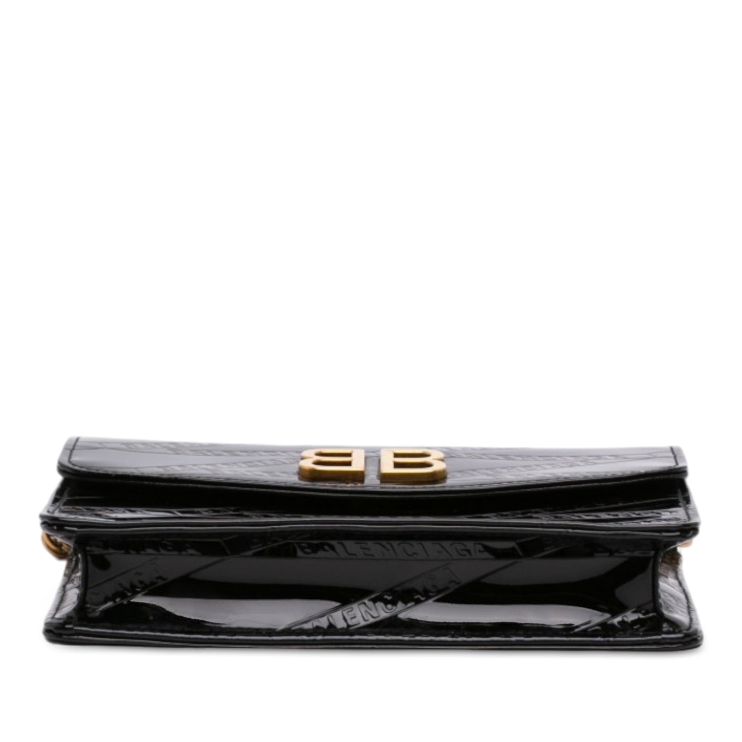 Balenciaga Embossed Patent Losange BB Wallet on Chain