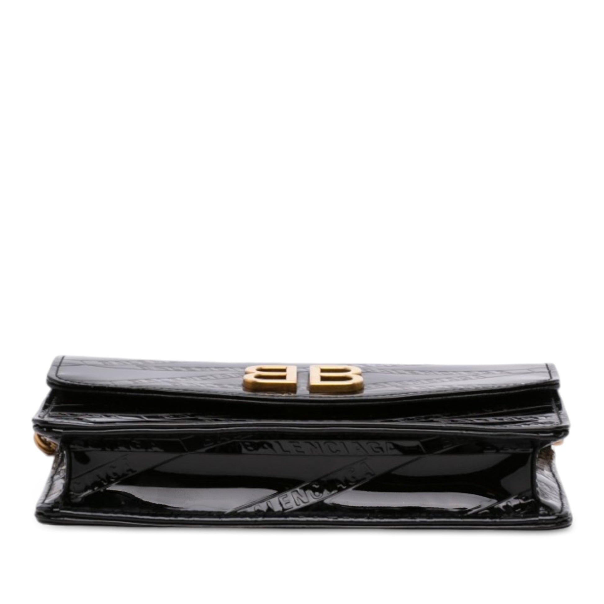 Balenciaga Embossed Patent Losange BB Wallet on Chain
