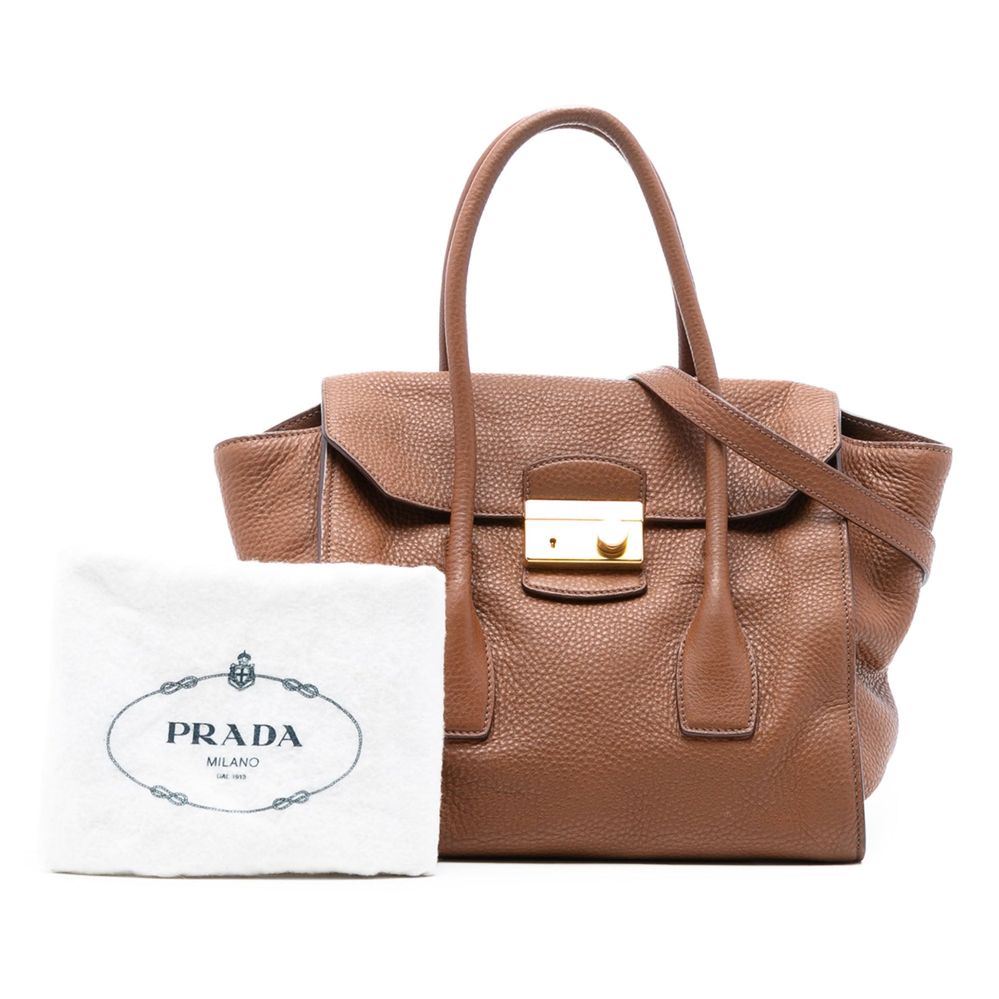 Prada Vitello Daino Sound Lock Satchel
