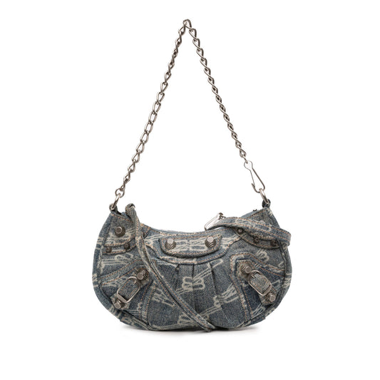 Balenciaga Mini BB Monogram Denim Le Cagole