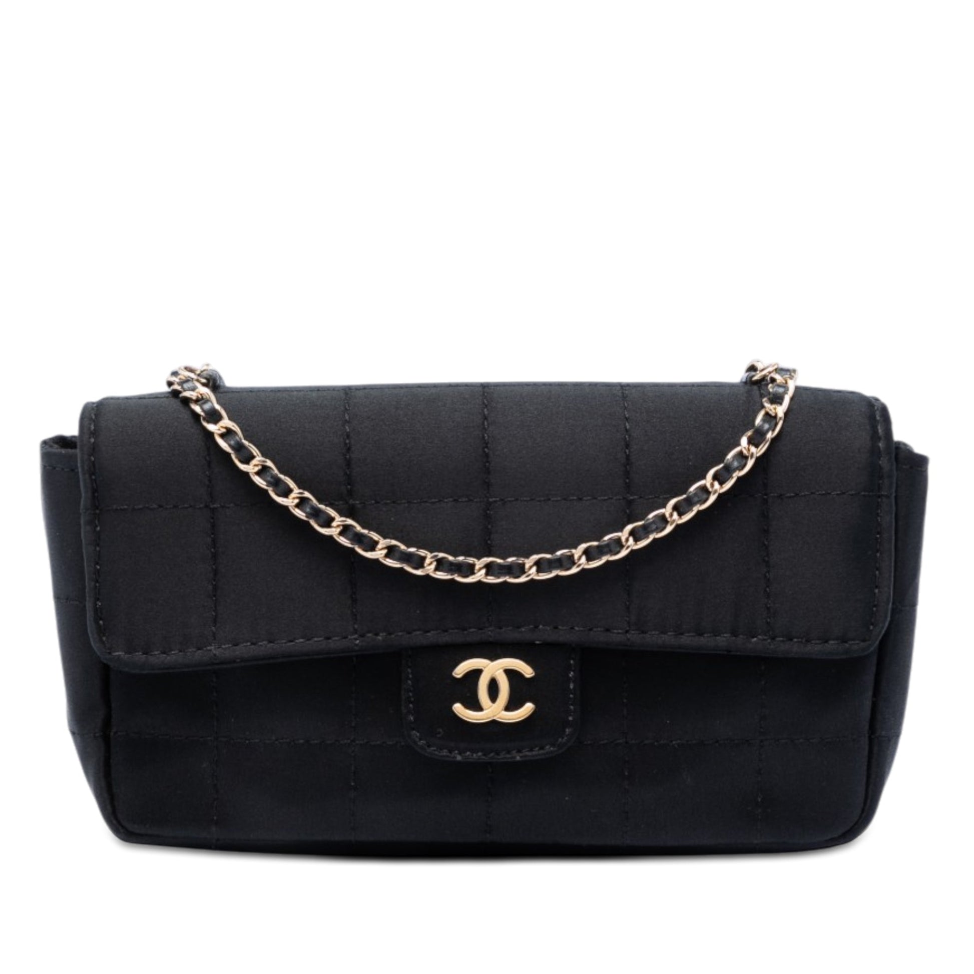 Chanel Mini Square Chocolate Bar Satin Single Flap