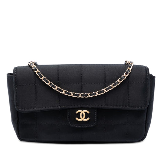 Chanel Mini Square Chocolate Bar Satin Single Flap