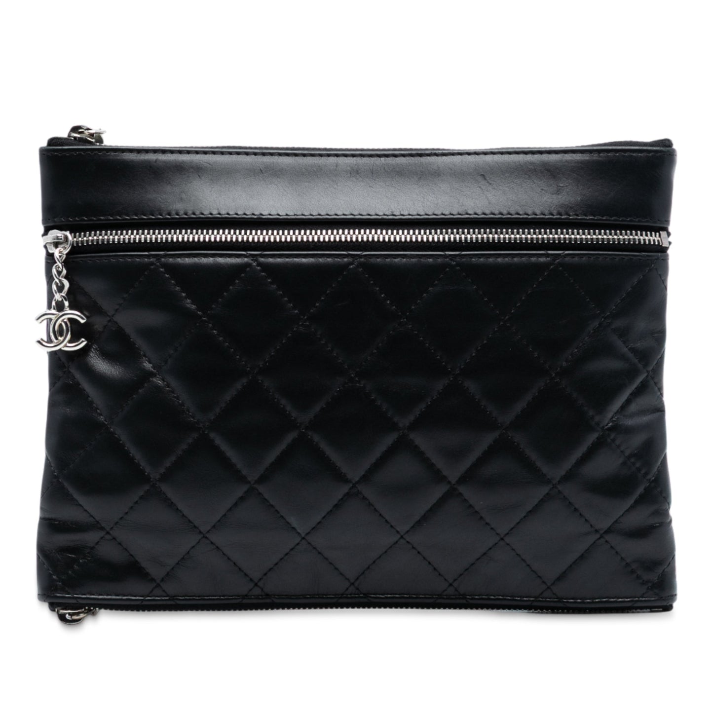 Chanel CC Quilted Lambskin Multi Zip Clutch