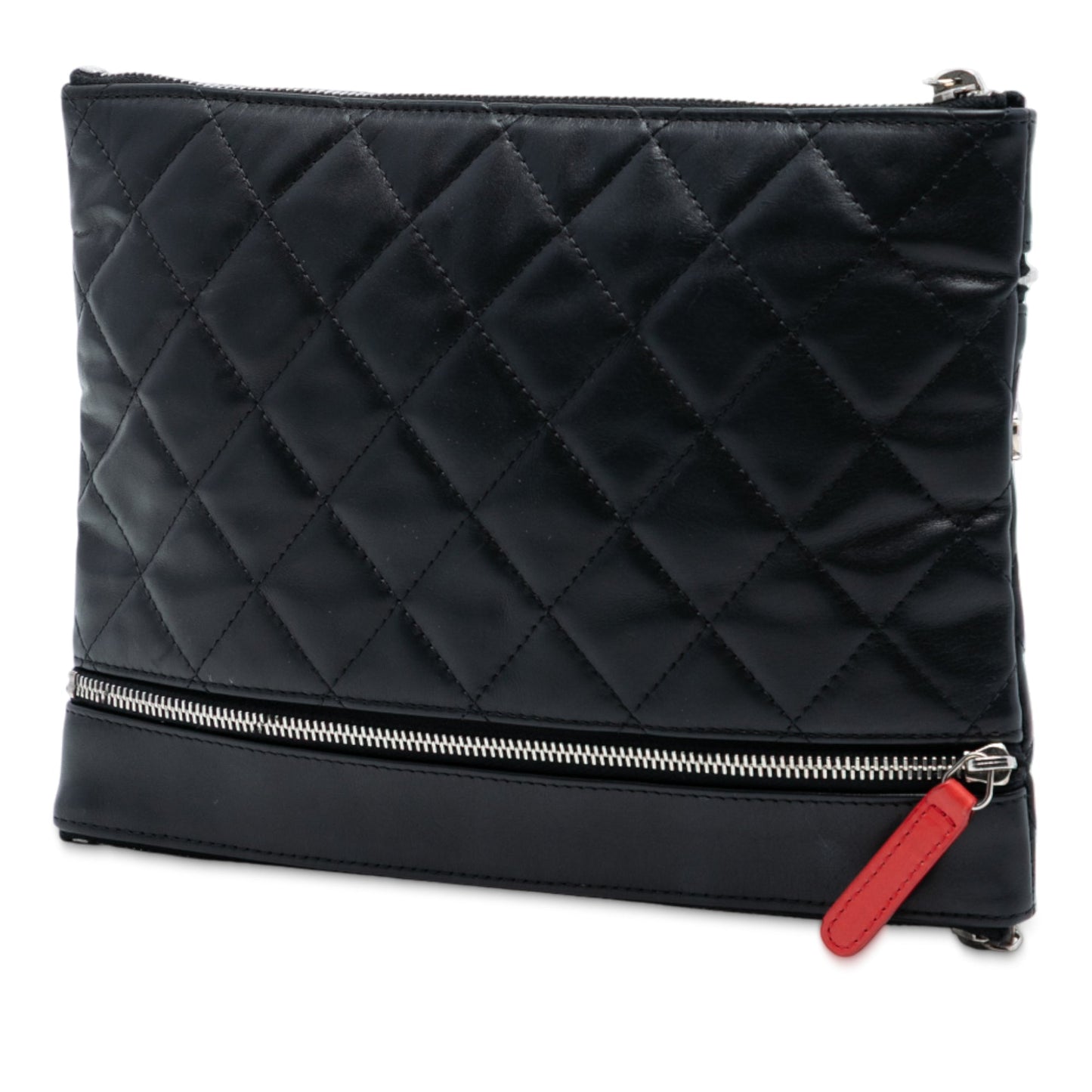 Chanel CC Quilted Lambskin Multi Zip Clutch