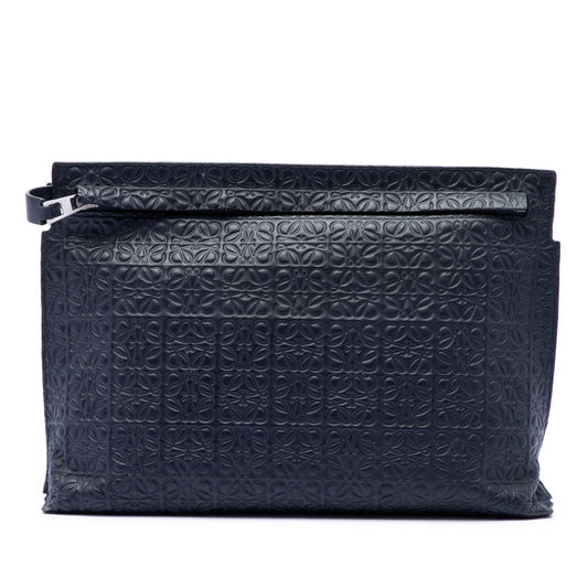 LOEWE Embossed Anagram Leather Repeat T Clutch