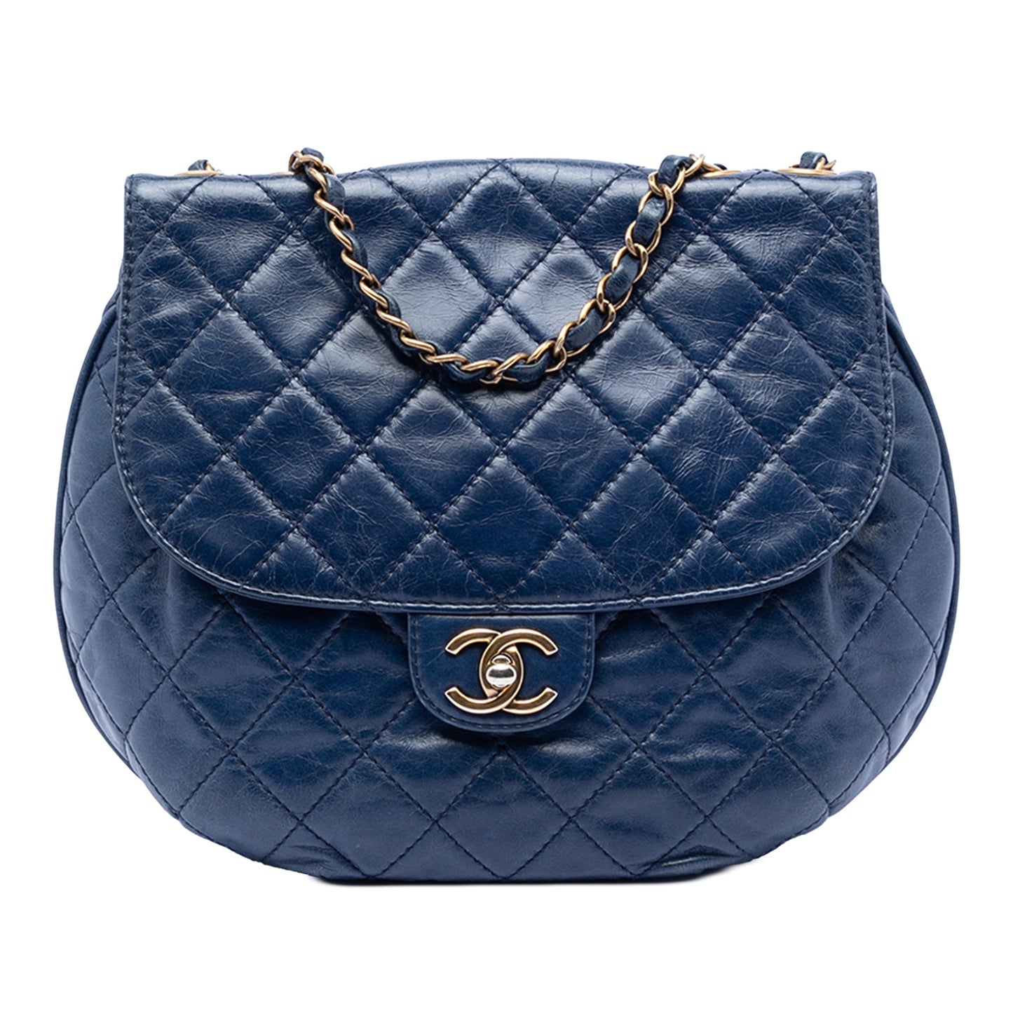 Chanel Medium Quilted Aged Calfskin Bubble CC Flap