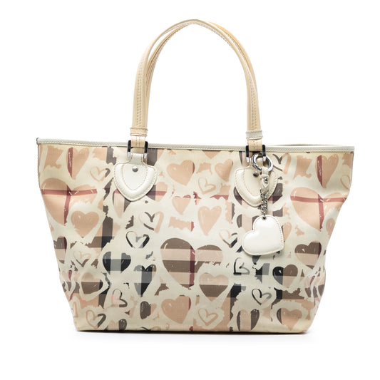 Burberry House Check Coated Canvas Hearts Gracie Tote