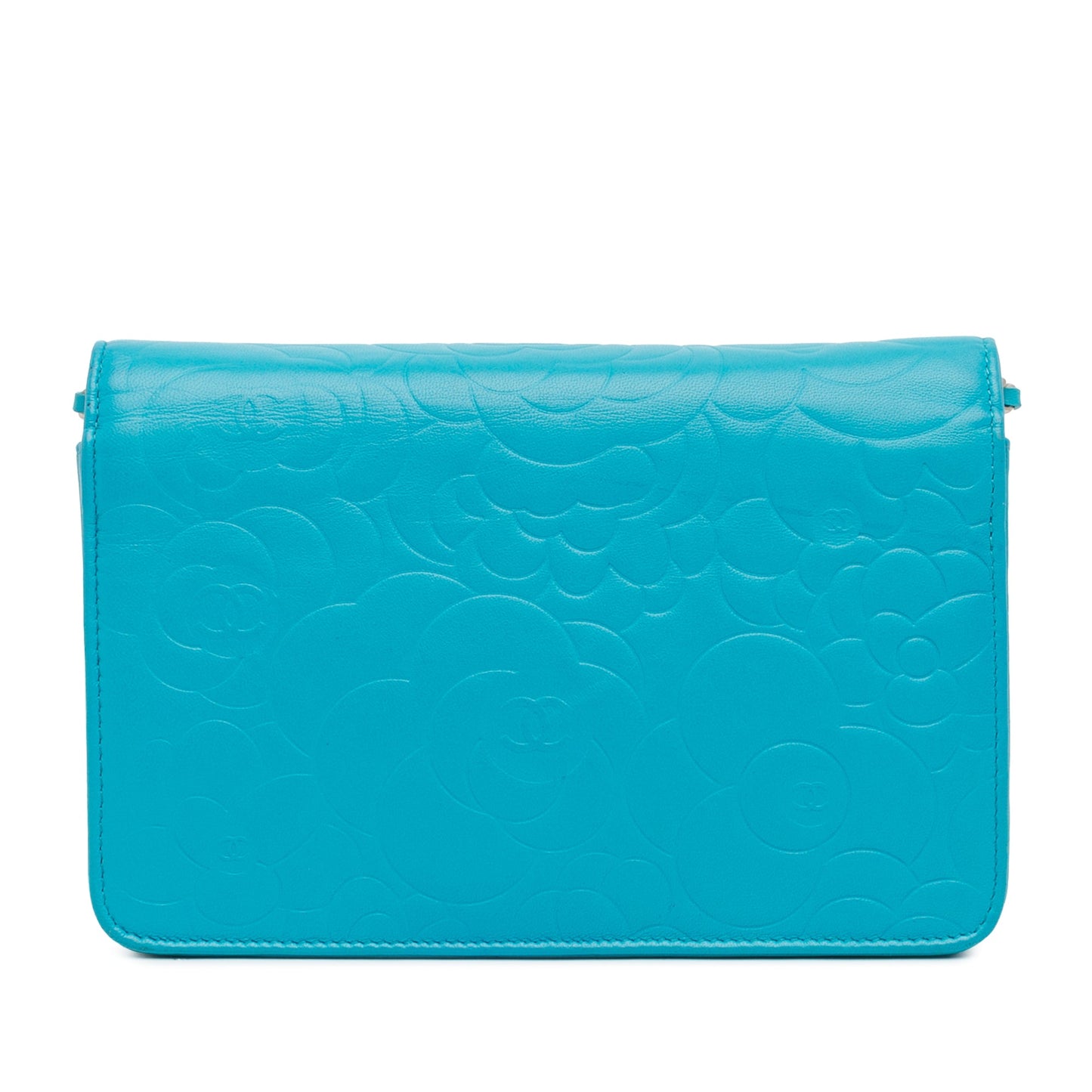 Chanel CC Embossed Lambskin Camellia Wallet On Chain