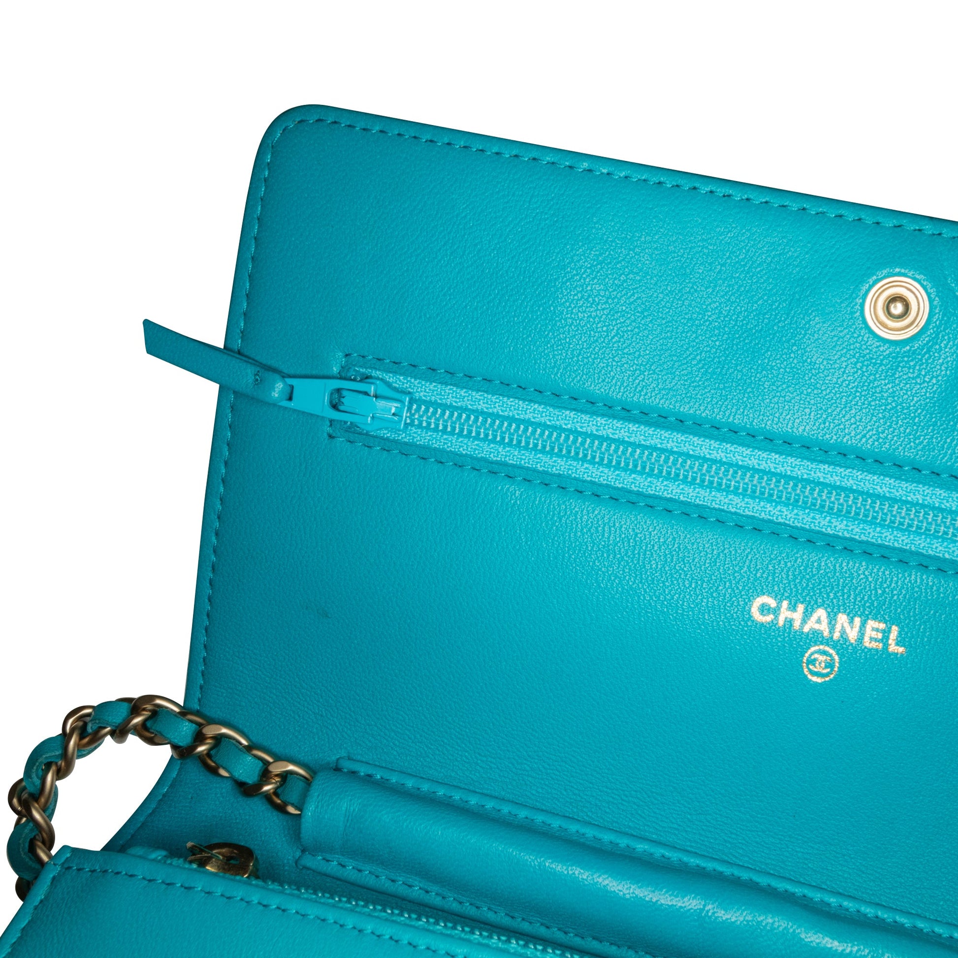 Chanel CC Embossed Lambskin Camellia Wallet On Chain