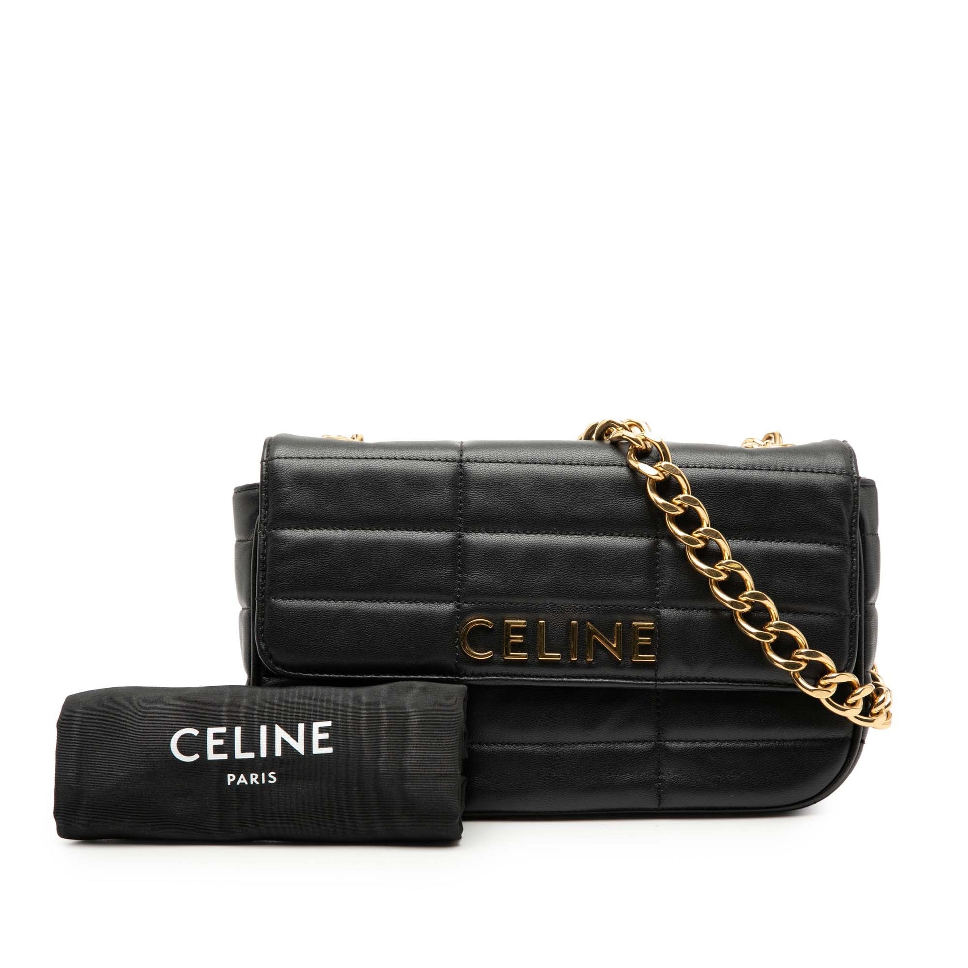 Celine Matelasse Goatskin Monochrome Chain Shoulder Bag