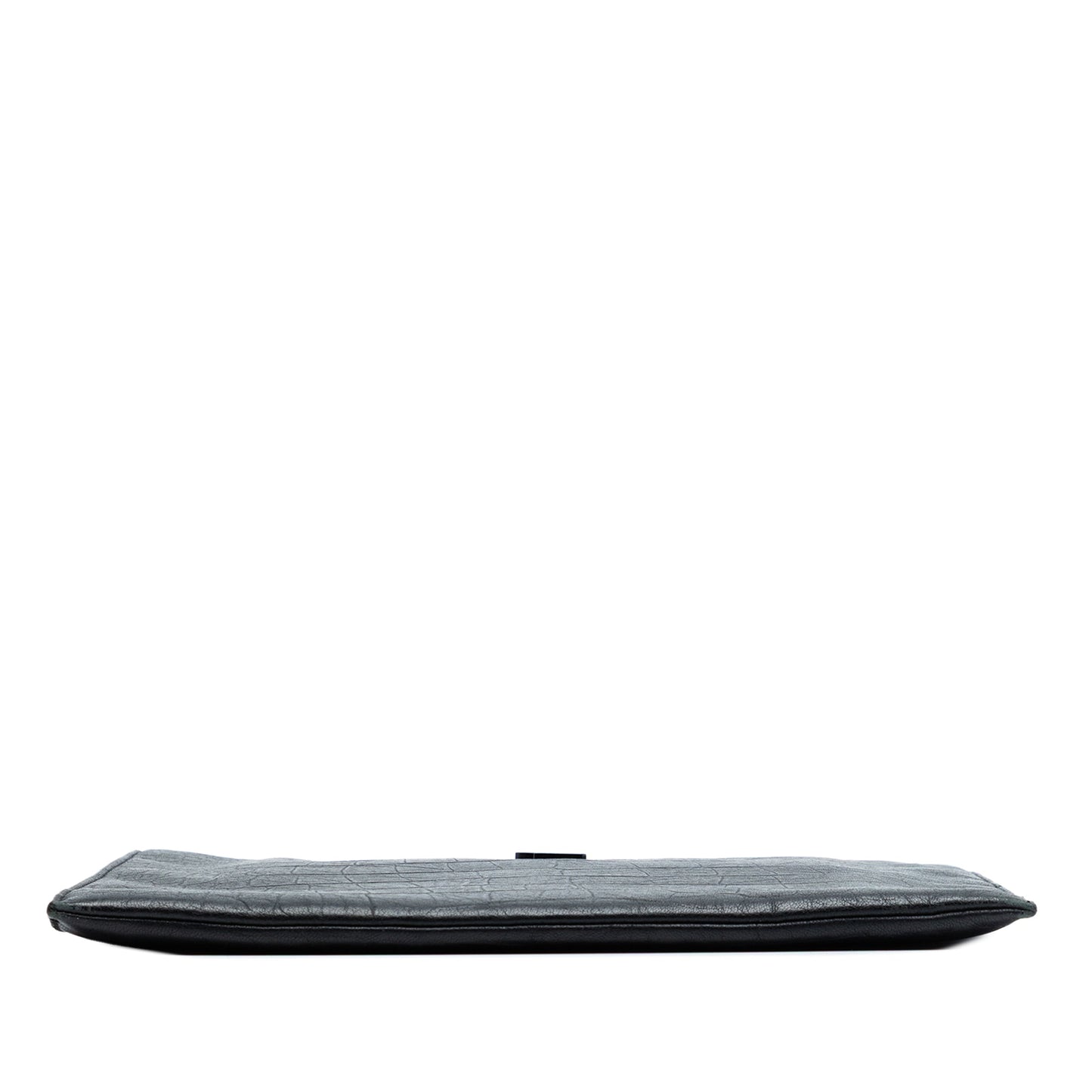 Saint Laurent Croc Embossed Leather Monogram Clutch