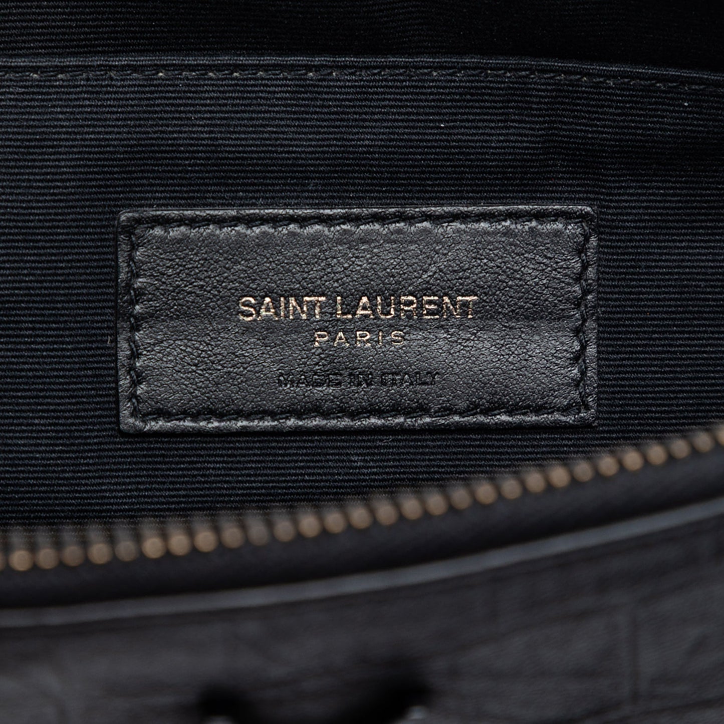 Saint Laurent Croc Embossed Leather Monogram Clutch
