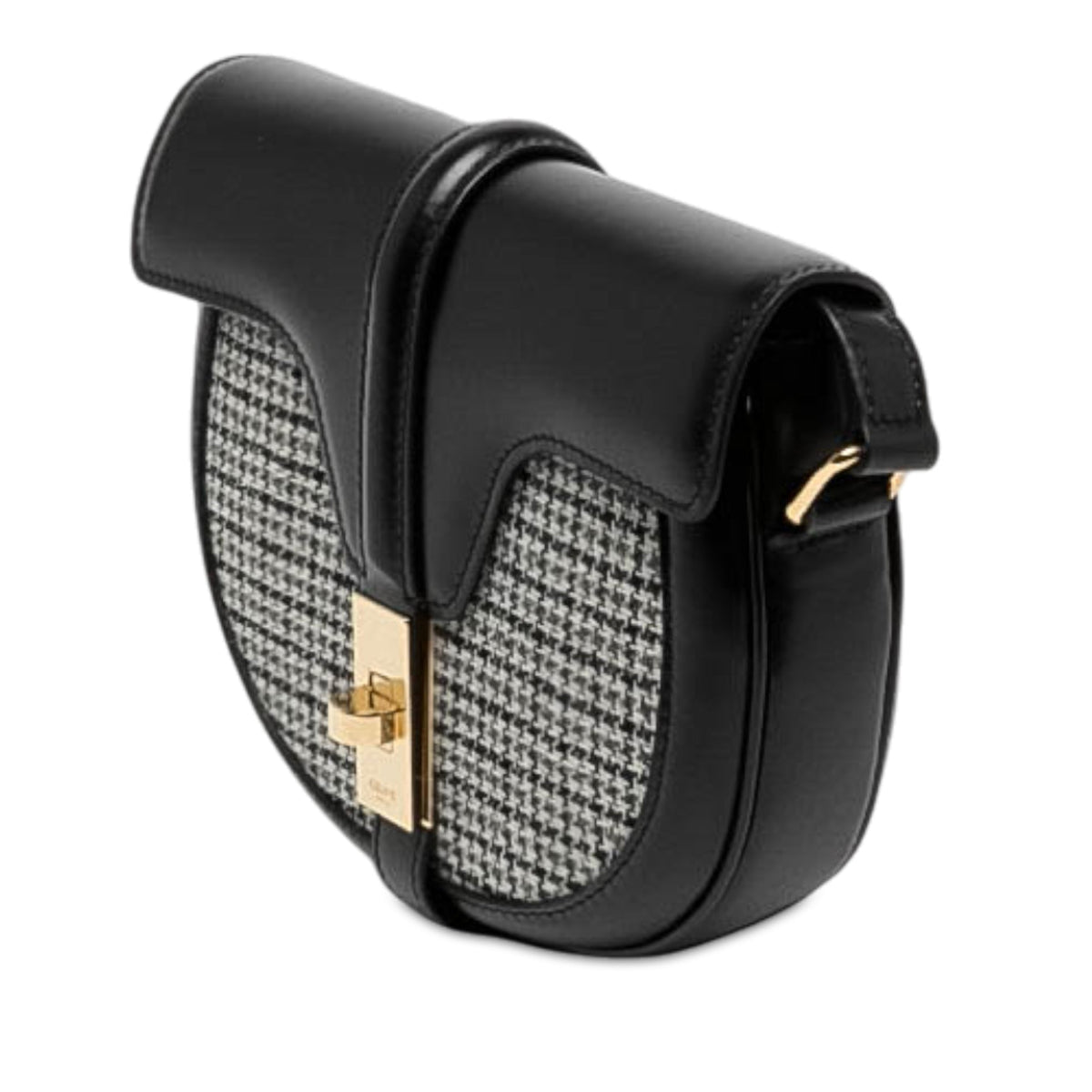 Celine Small Calfskin and Tweed Besace 16 Crossbody — Black