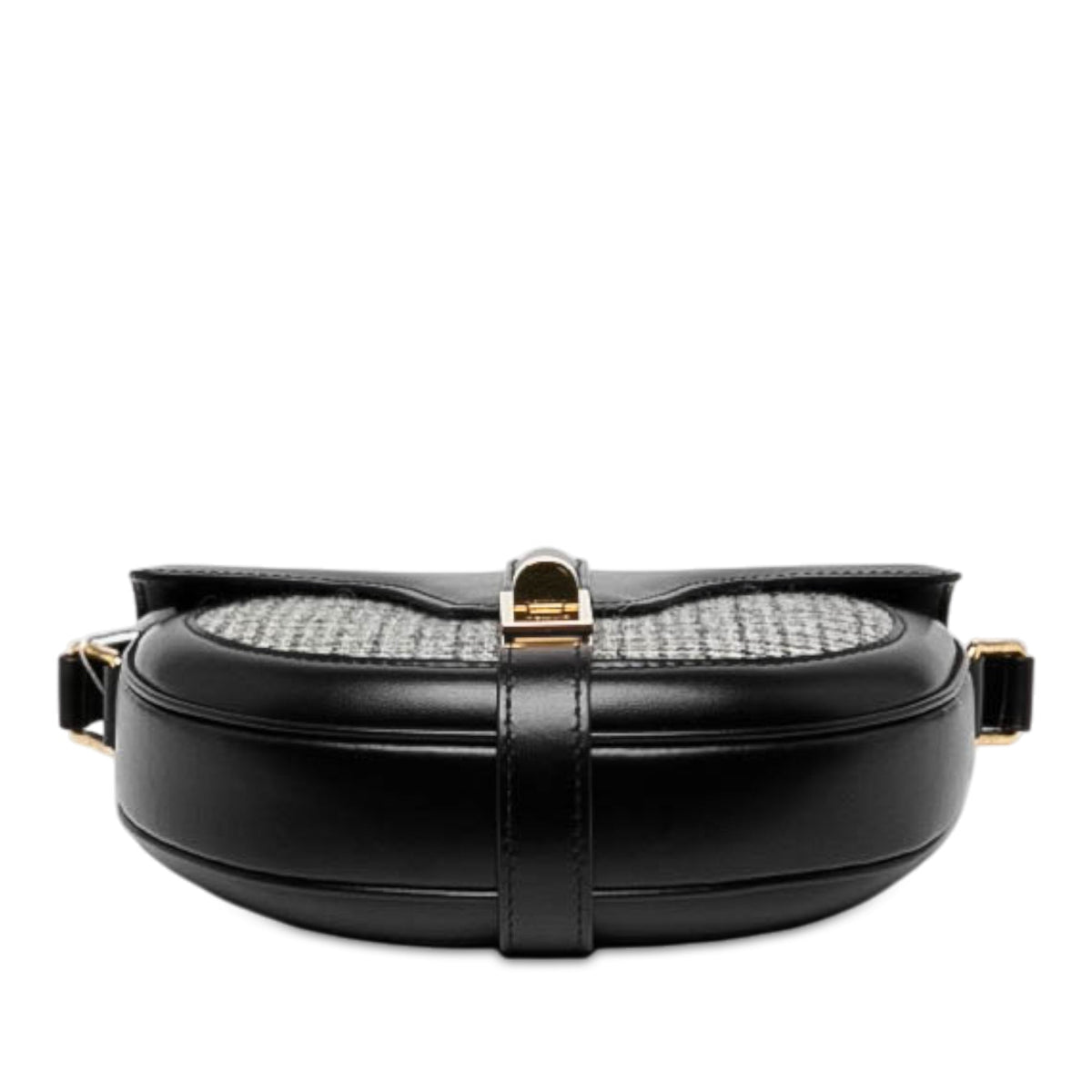 Celine Small Calfskin and Tweed Besace 16 Crossbody — Black