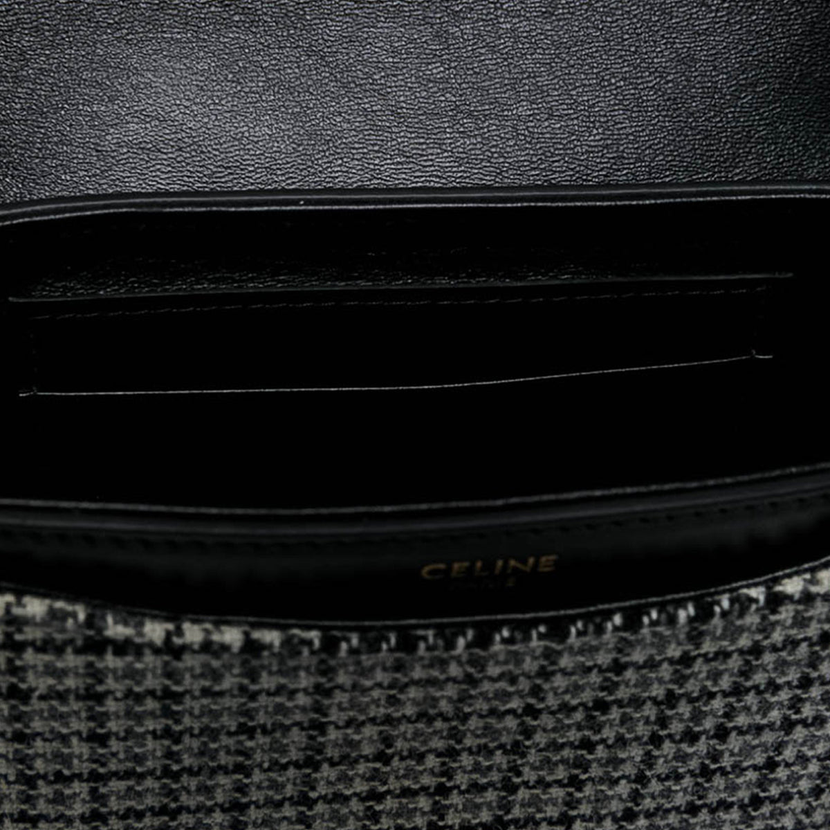 Celine Small Calfskin and Tweed Besace 16 Crossbody — Black