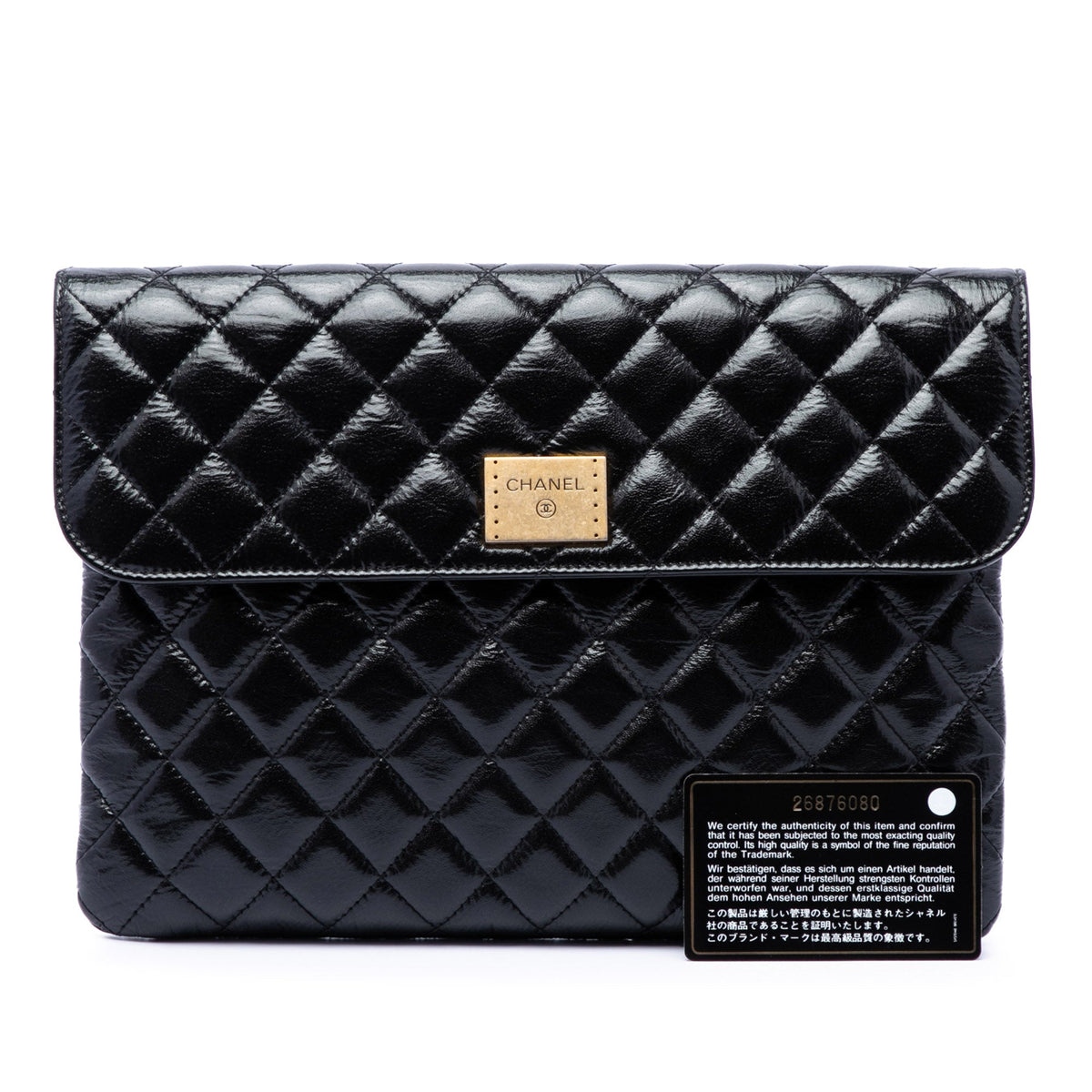 Chanel CC Quilted Patent Flap Clutch