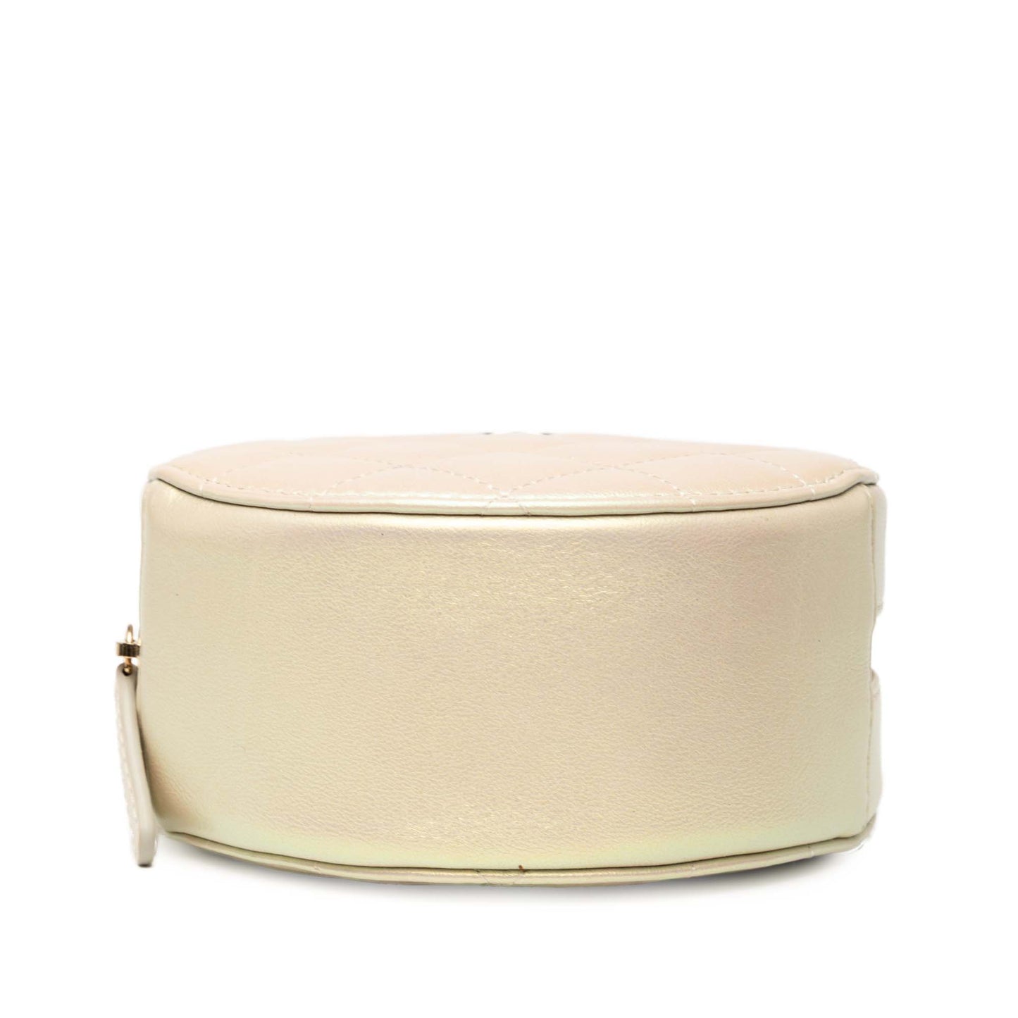 Chanel Iridescent Quilted Lambskin Round Clutch With Chain