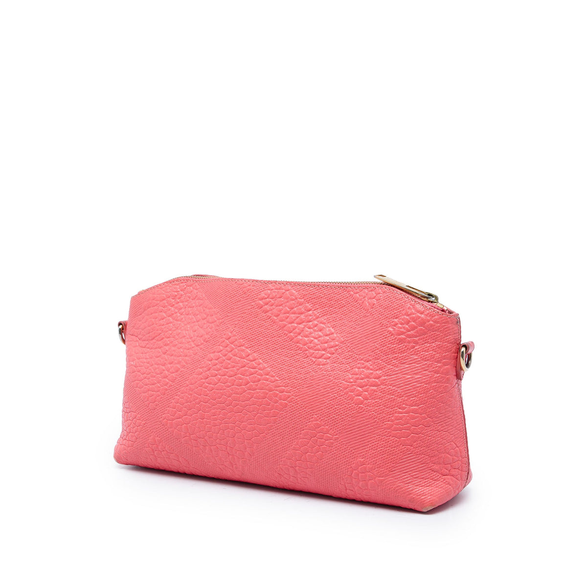 Burberry Small Grain Check Embossed Leather Chichester Crossbody — Pink