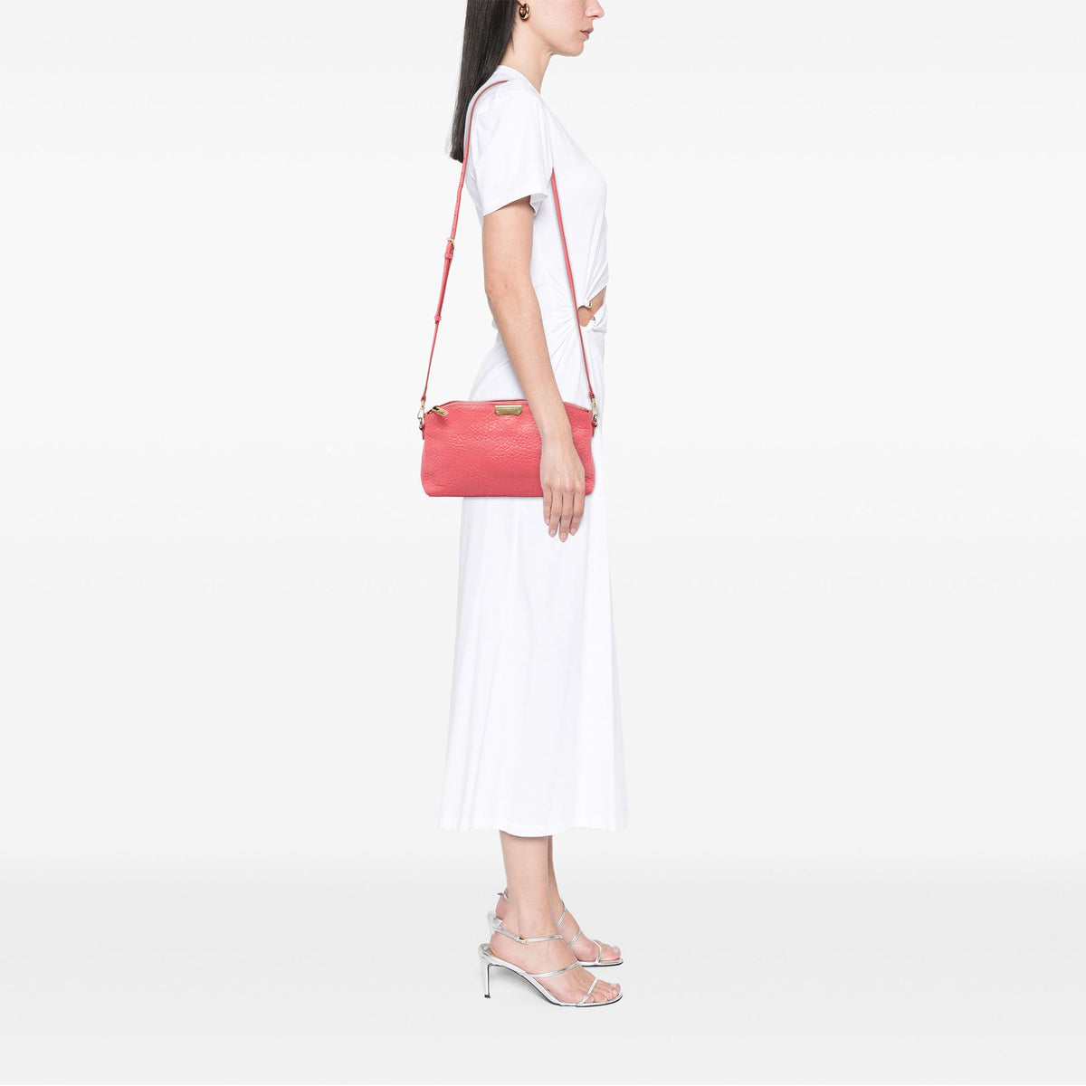 Burberry Small Grain Check Embossed Leather Chichester Crossbody — Pink