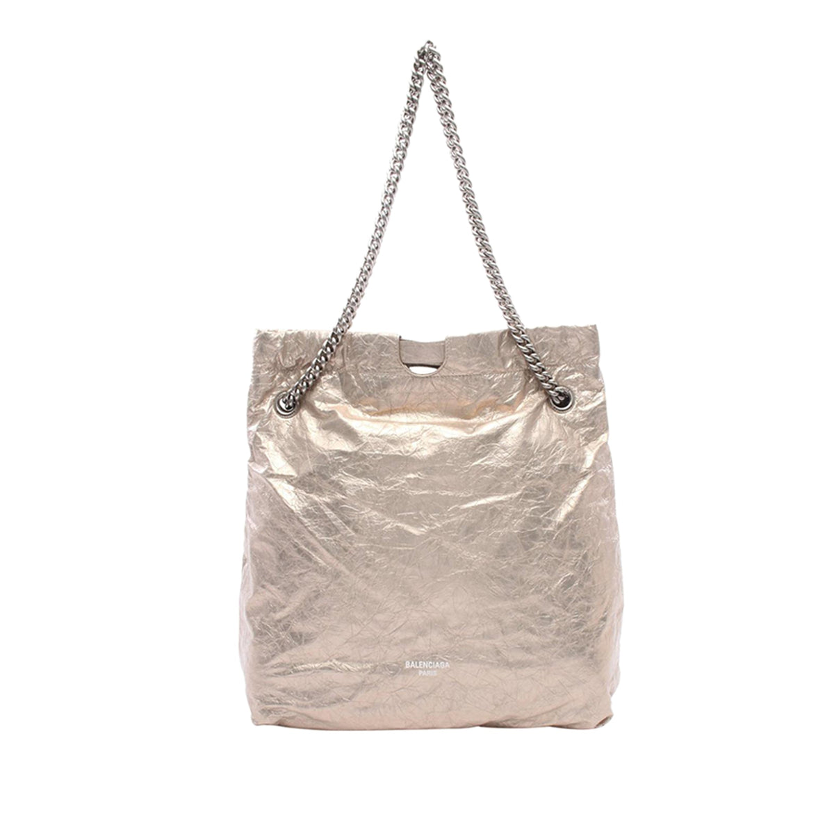 Balenciaga Medium Calfskin Crush Tote — Metallic