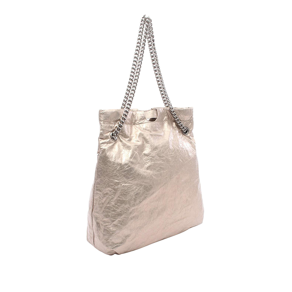 Balenciaga Medium Calfskin Crush Tote — Metallic
