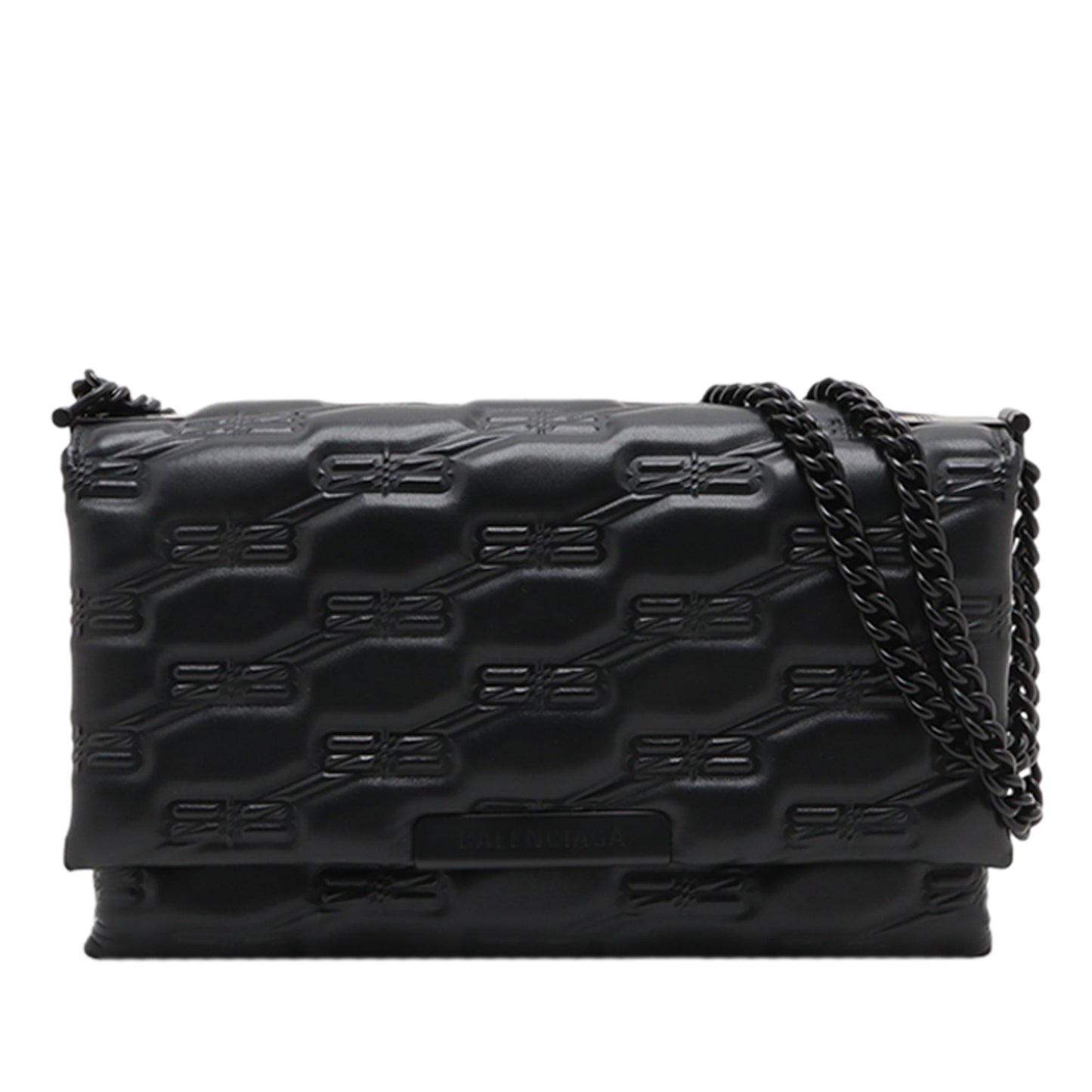 Balenciaga Medium Embossed Leather BB Monogram Triplet Chain Crossbody