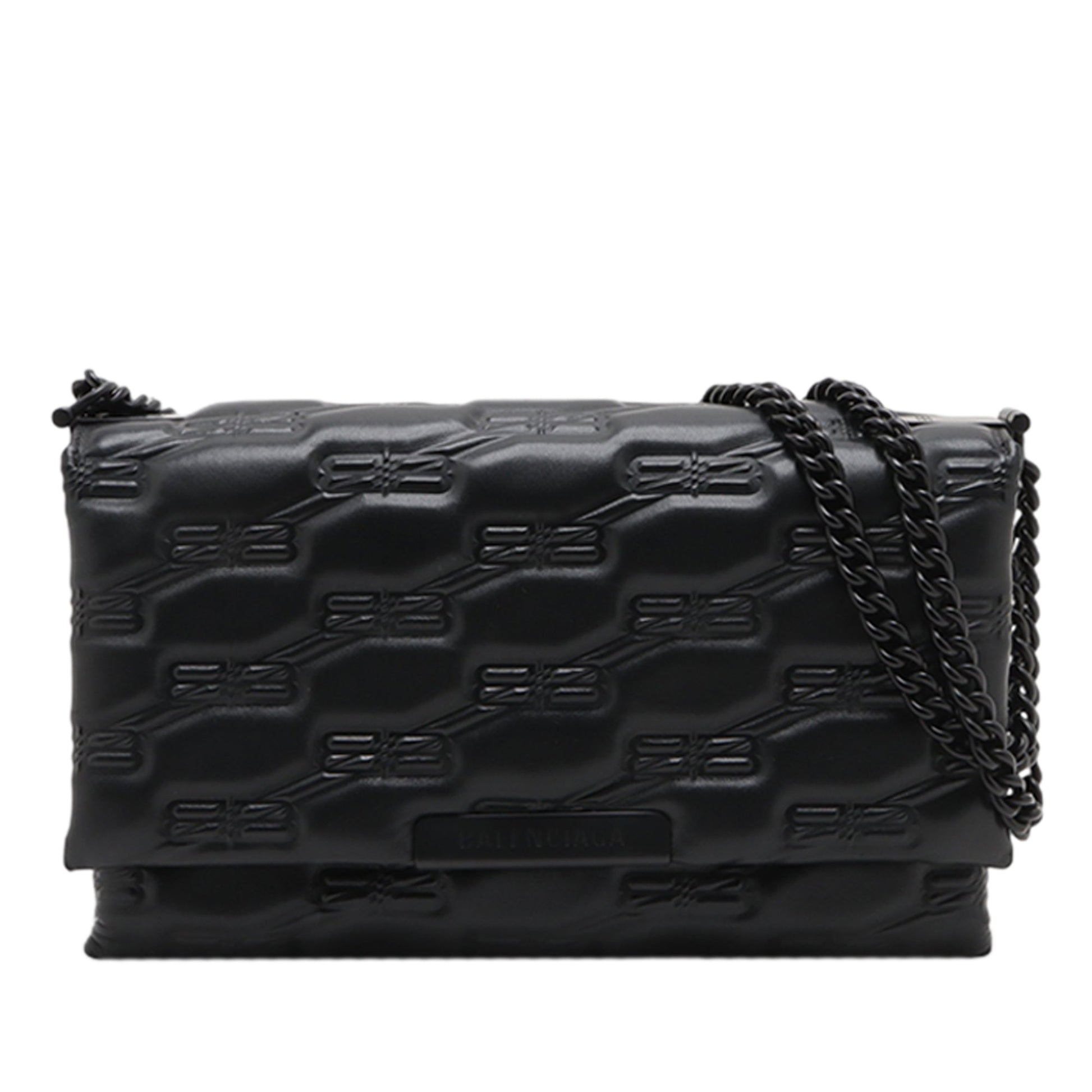 Balenciaga Medium Embossed Leather BB Monogram Triplet Chain Crossbody