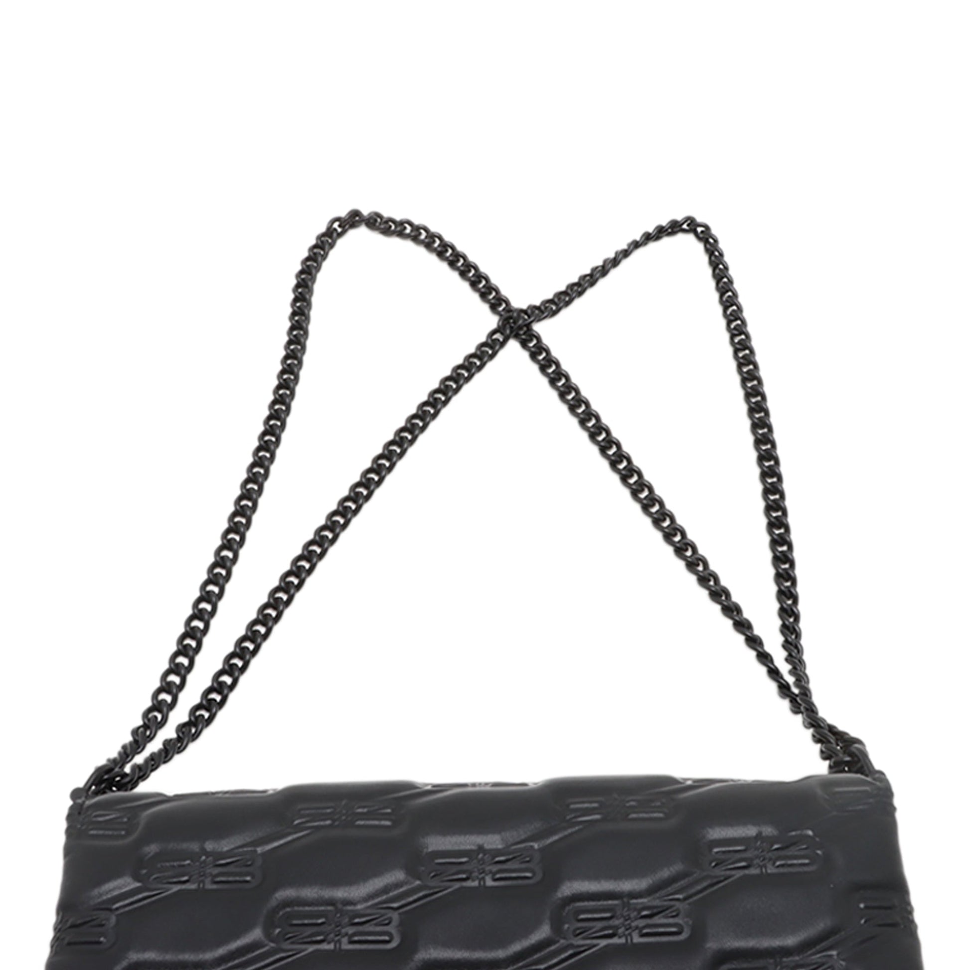 Balenciaga Medium Embossed Leather BB Monogram Triplet Chain Crossbody