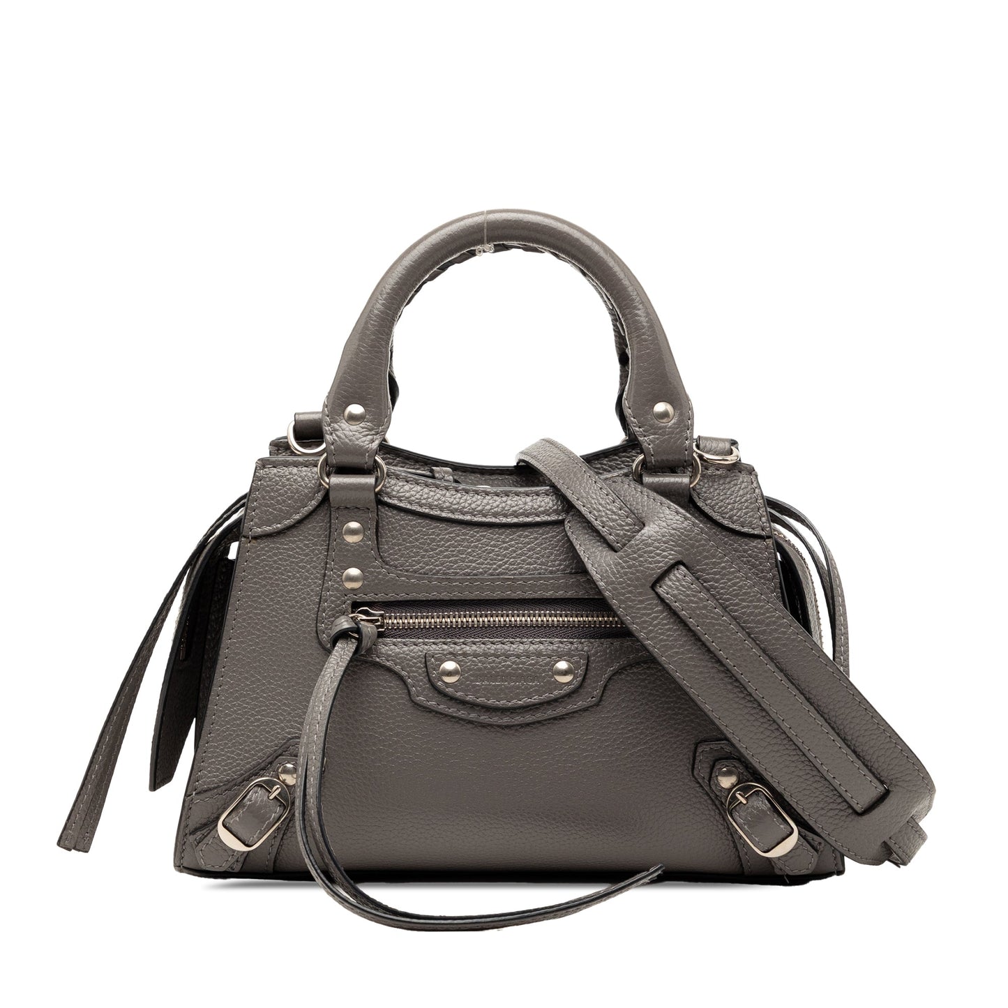 Balenciaga Mini Grained Calfskin Motocross Neo Classic City Satchel