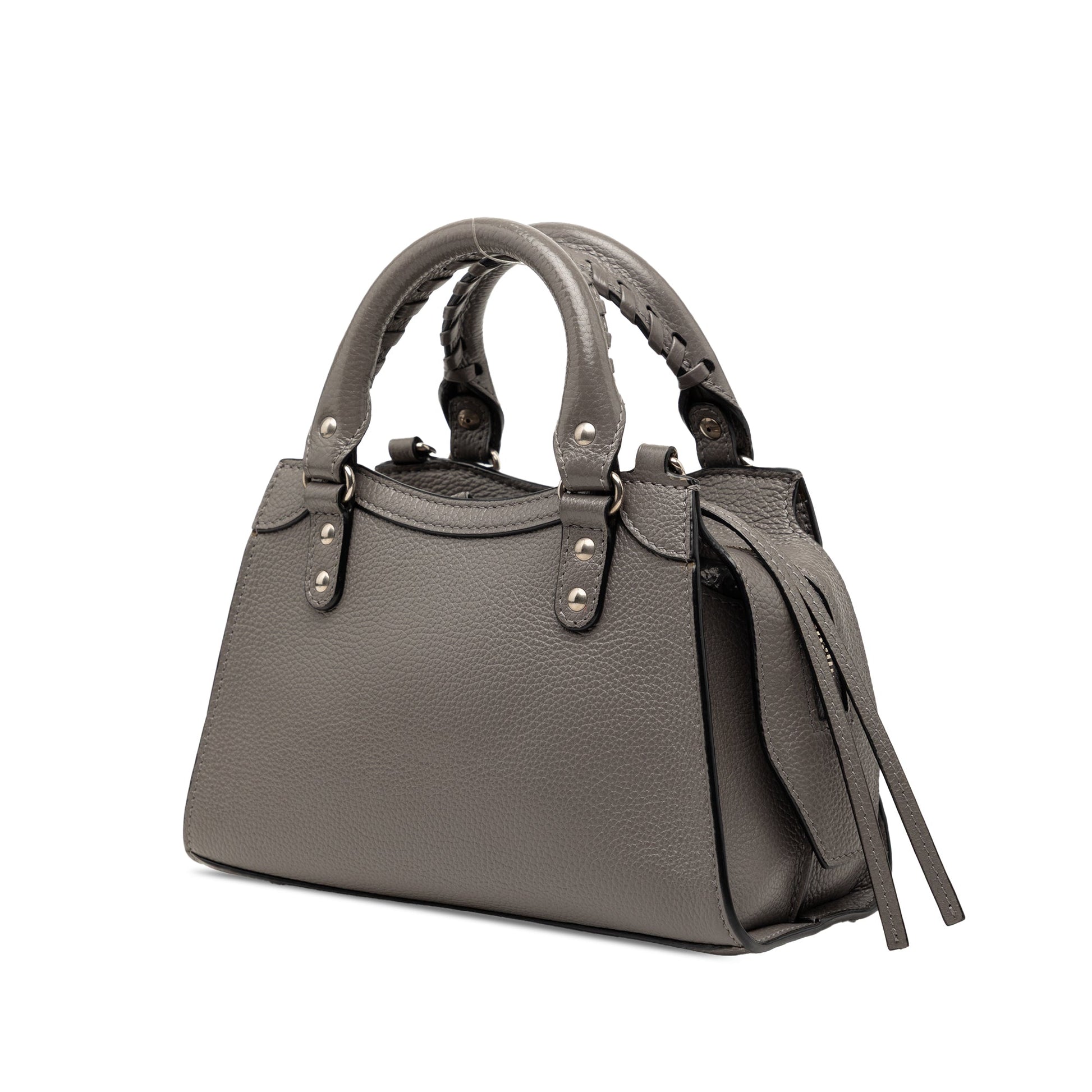 Balenciaga Mini Grained Calfskin Motocross Neo Classic City Satchel