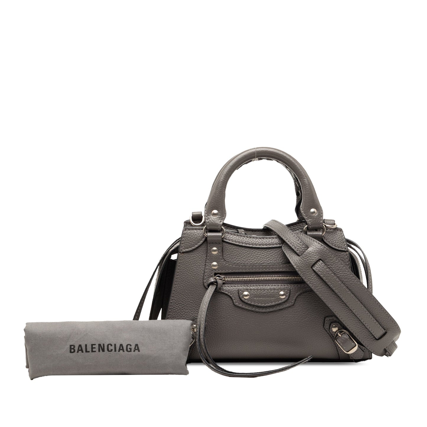 Balenciaga Mini Grained Calfskin Motocross Neo Classic City Satchel