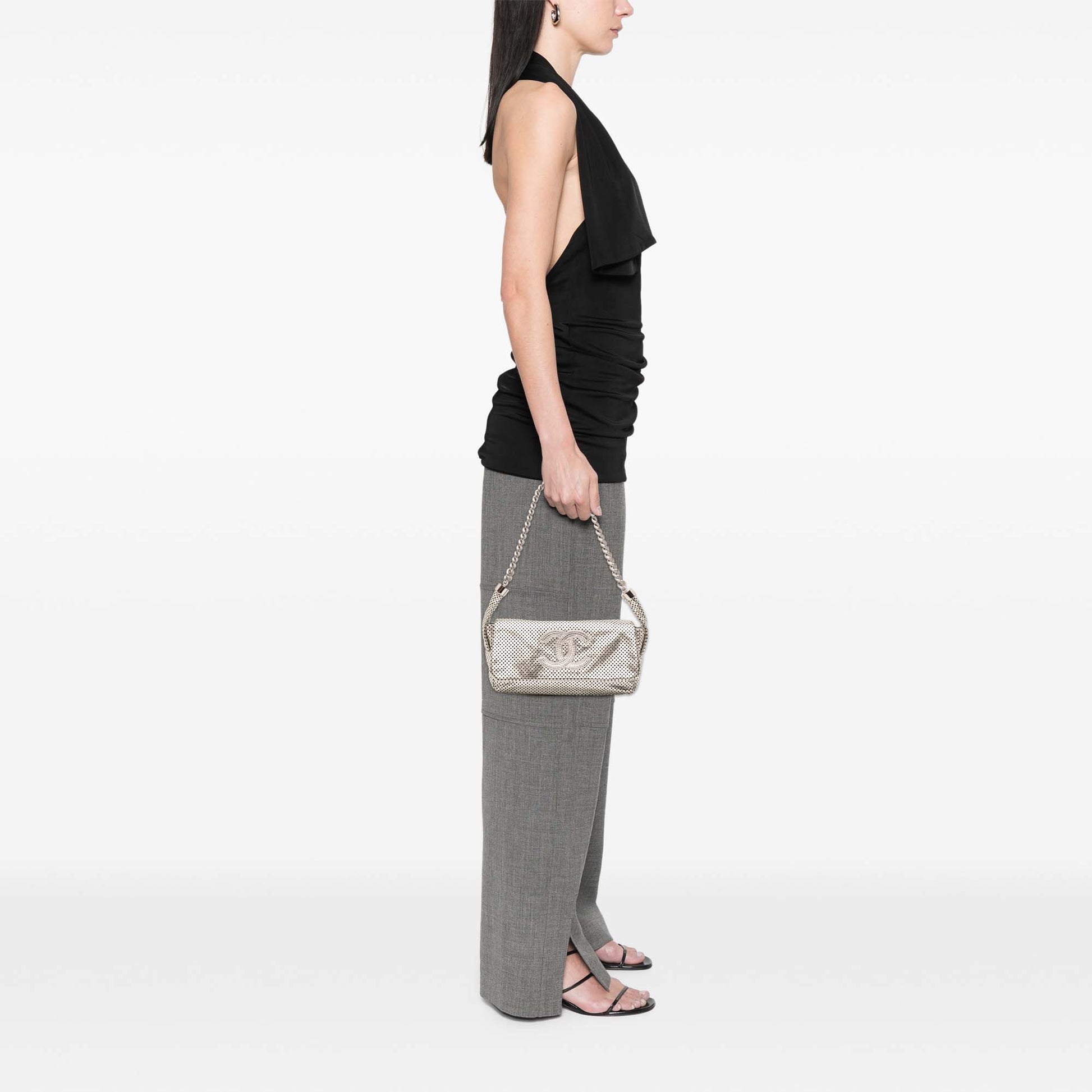 Chanel Metallic Glazed Calfskin Perforated Rodeo Drive Flap