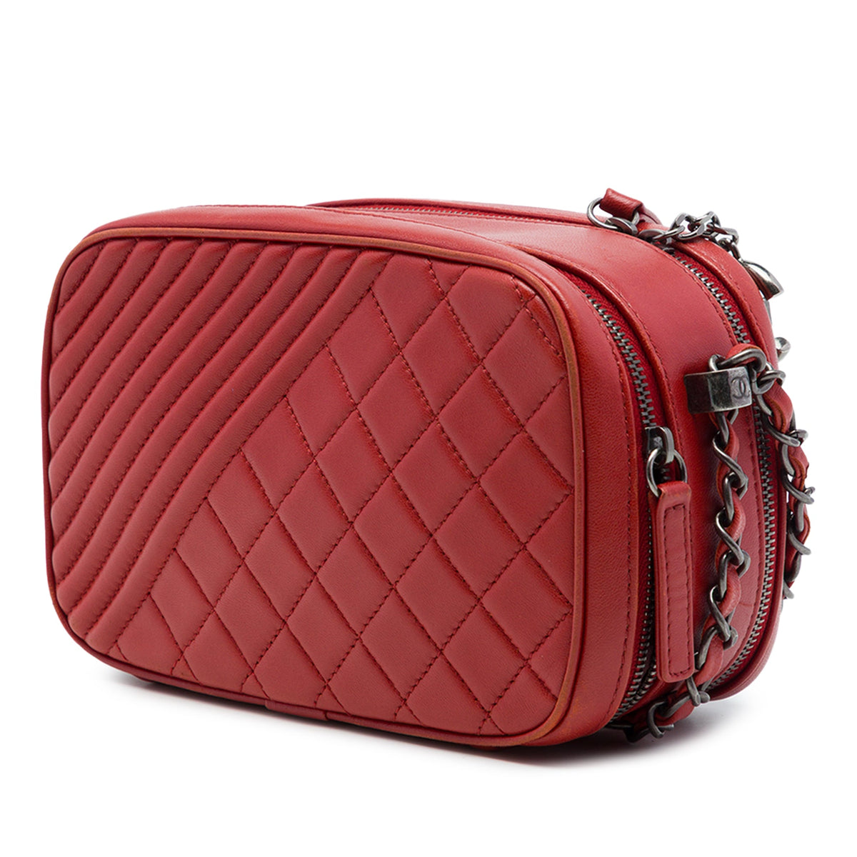Chanel Small Quilted Lambskin Coco Boy Camera Bag — Red