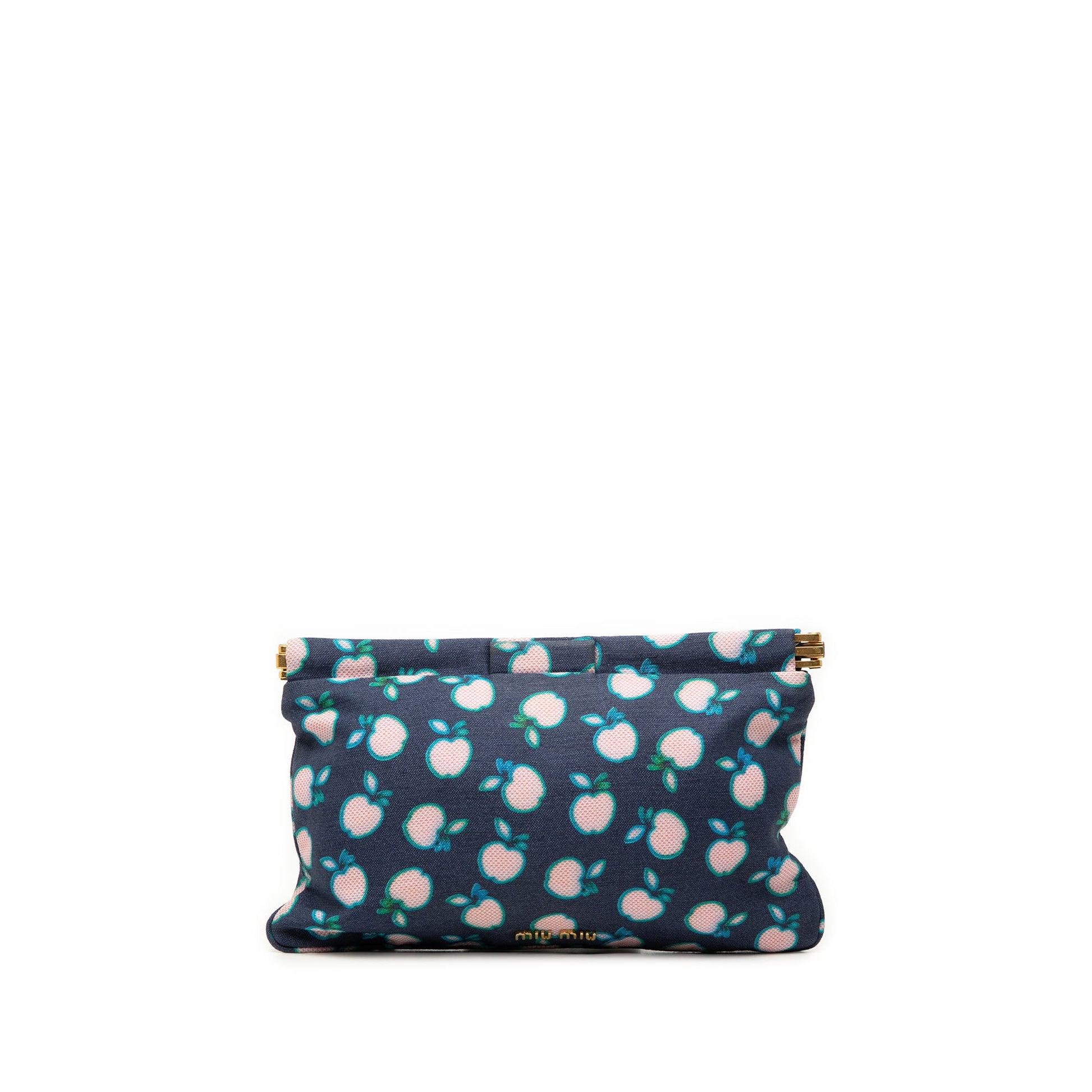 Miu Miu Canvas Apple Print Frame Flat Pouch