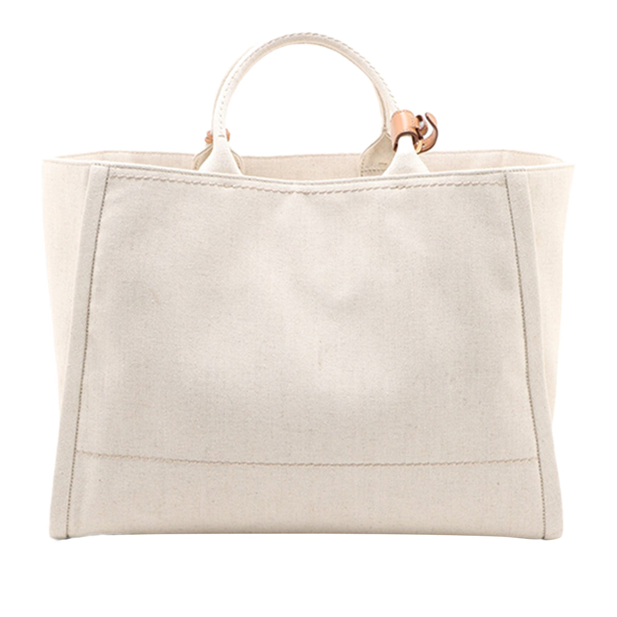 Prada Large Linen and Vitello Logo Tote