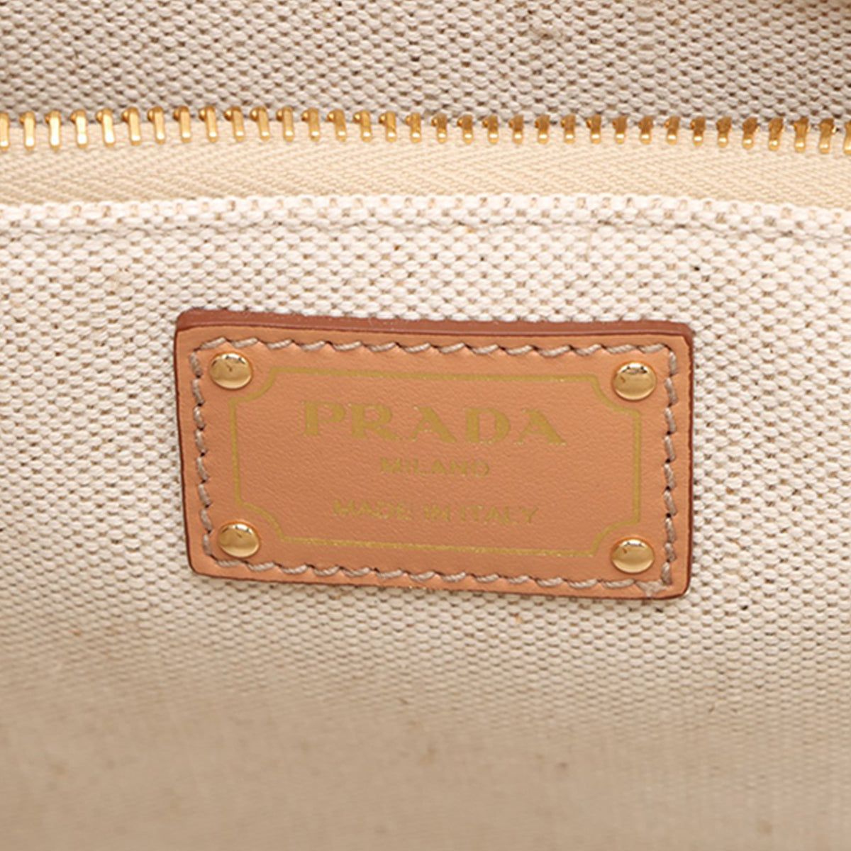 Prada Large Linen and Vitello Logo Tote