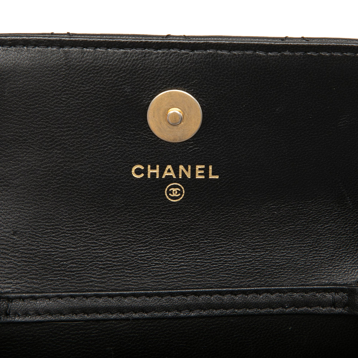 Chanel Mini CC Quilted Lambskin Pearl Crush Pouch with Chain — Black