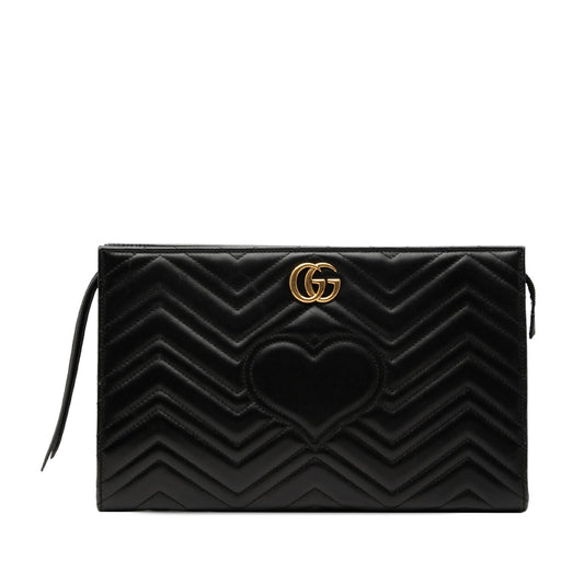Gucci GG Marmont Heart Matelasse Calfskin Clutch