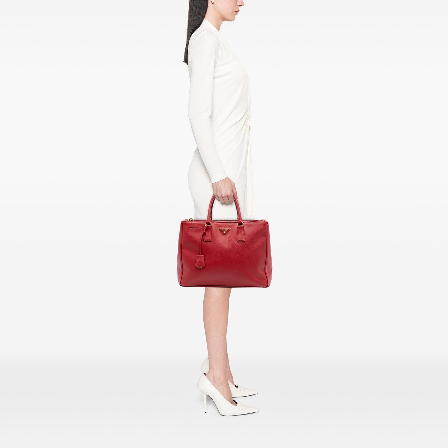 Prada Large Saffiano Lux Galleria Double Zip Satchel