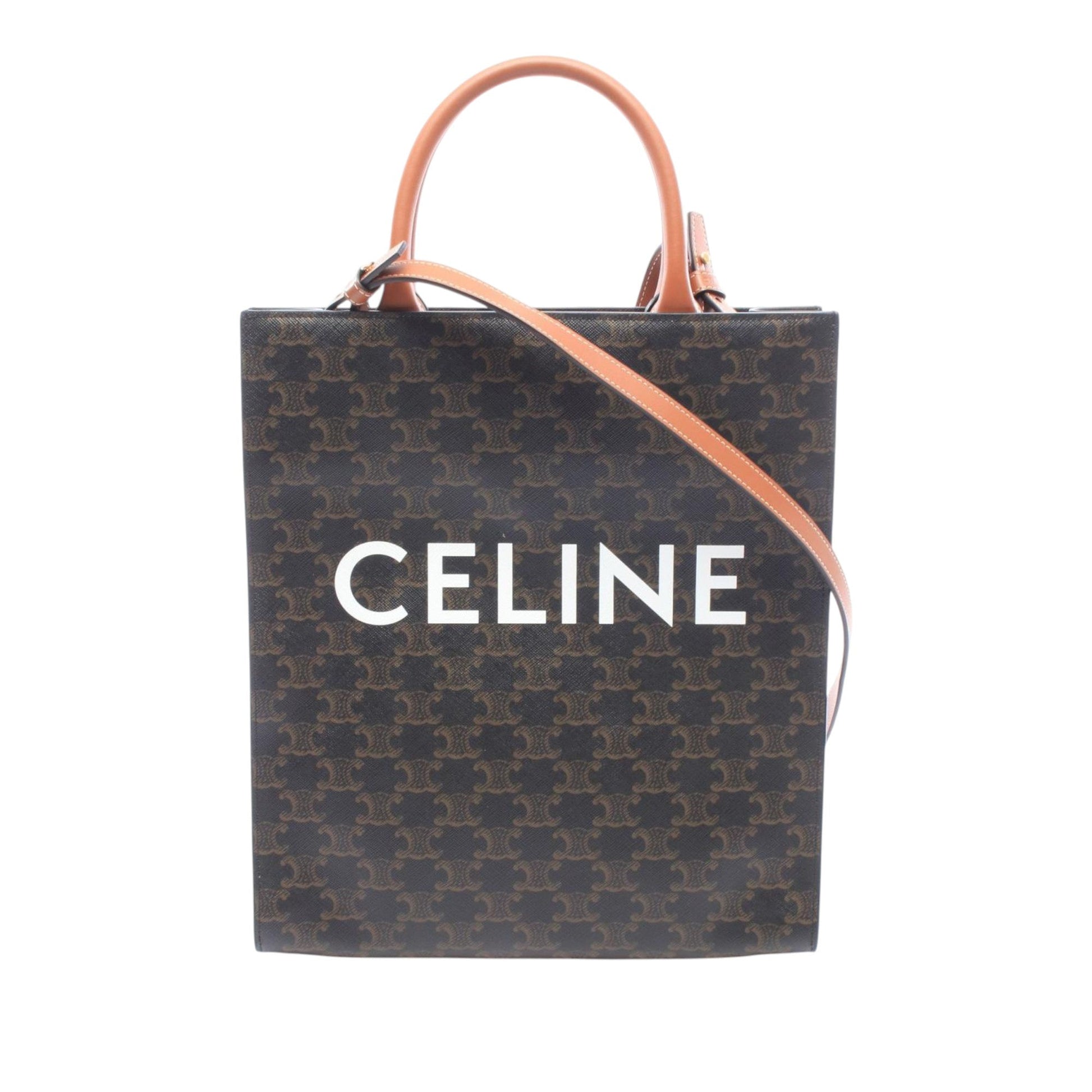 Celine Small Triomphe Coated Canvas Vertical Cabas Tote