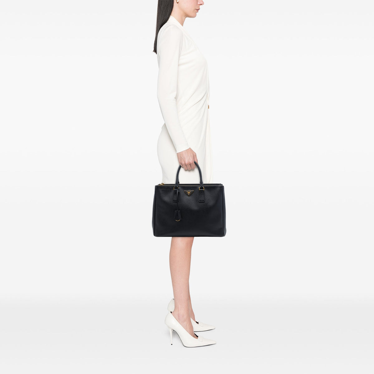 Prada Medium Saffiano Lux Galleria Double Zip Satchel