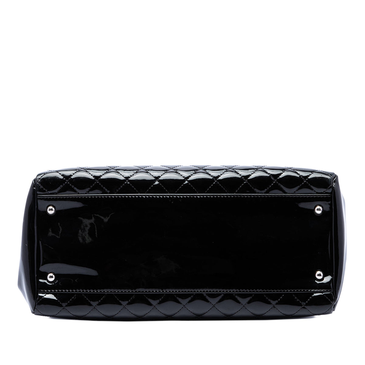 Chanel Large Quilted Patent Just Mademoiselle Bowling Bag — Black