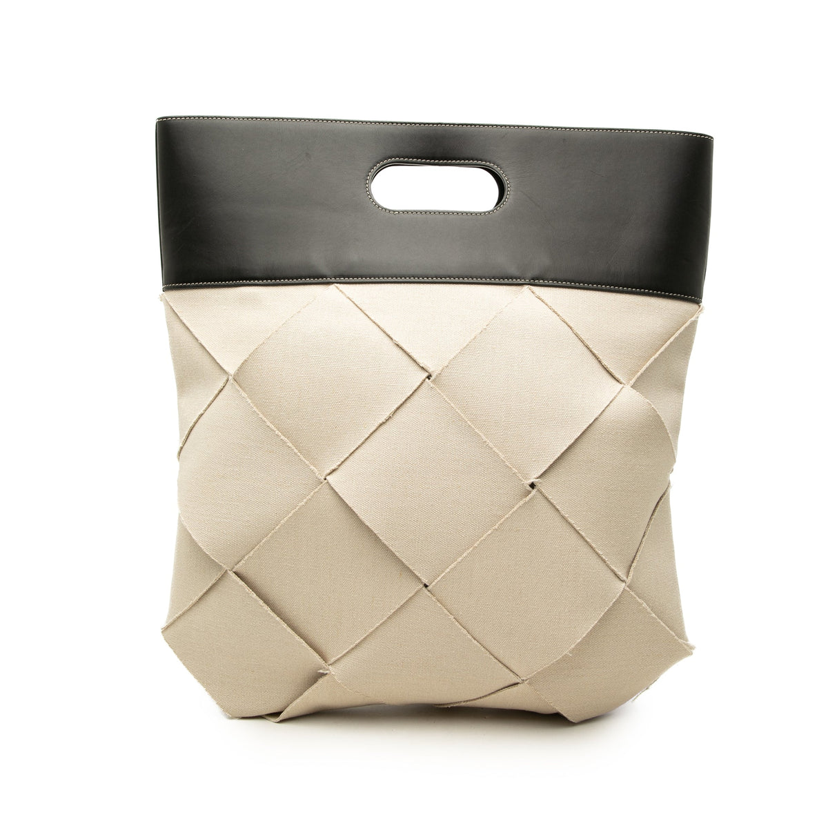 Bottega Veneta Medium Canvas Maxi Intrecciato Slip Tote — Beige
