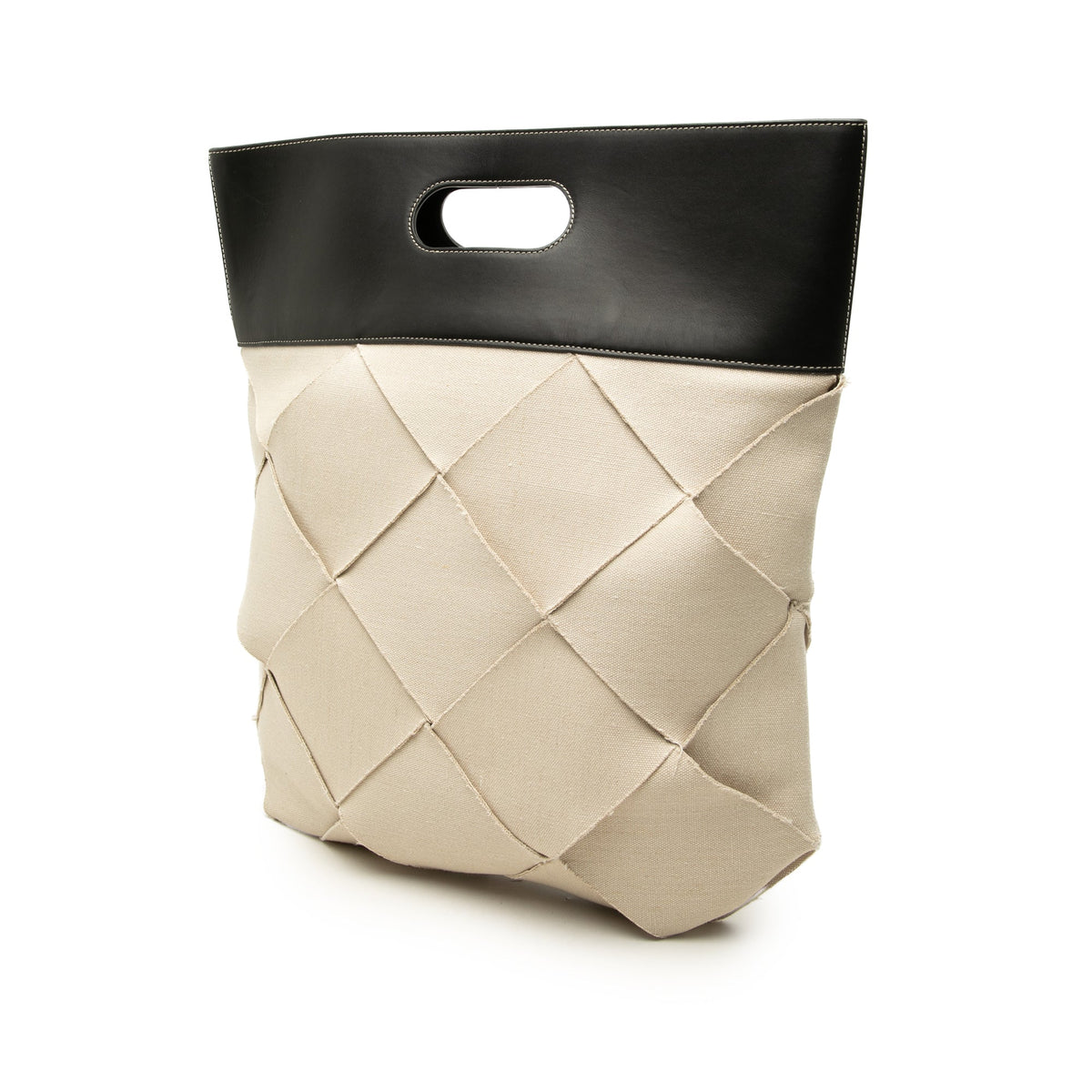 Bottega Veneta Medium Canvas Maxi Intrecciato Slip Tote — Beige