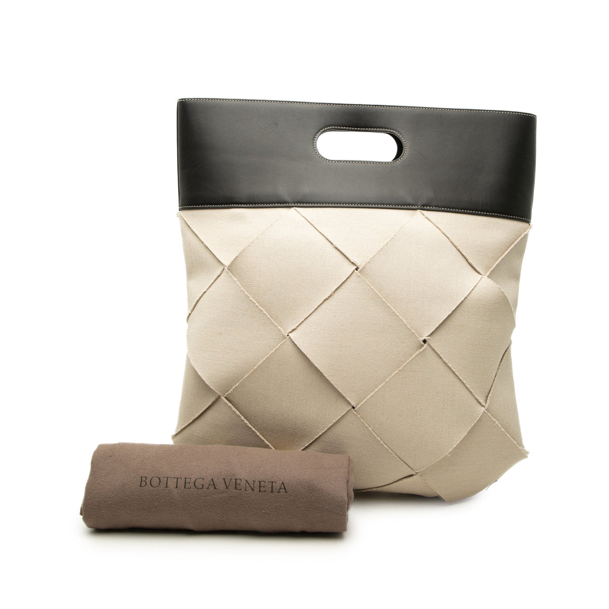 Bottega Veneta Medium Canvas Maxi Intrecciato Slip Tote — Beige