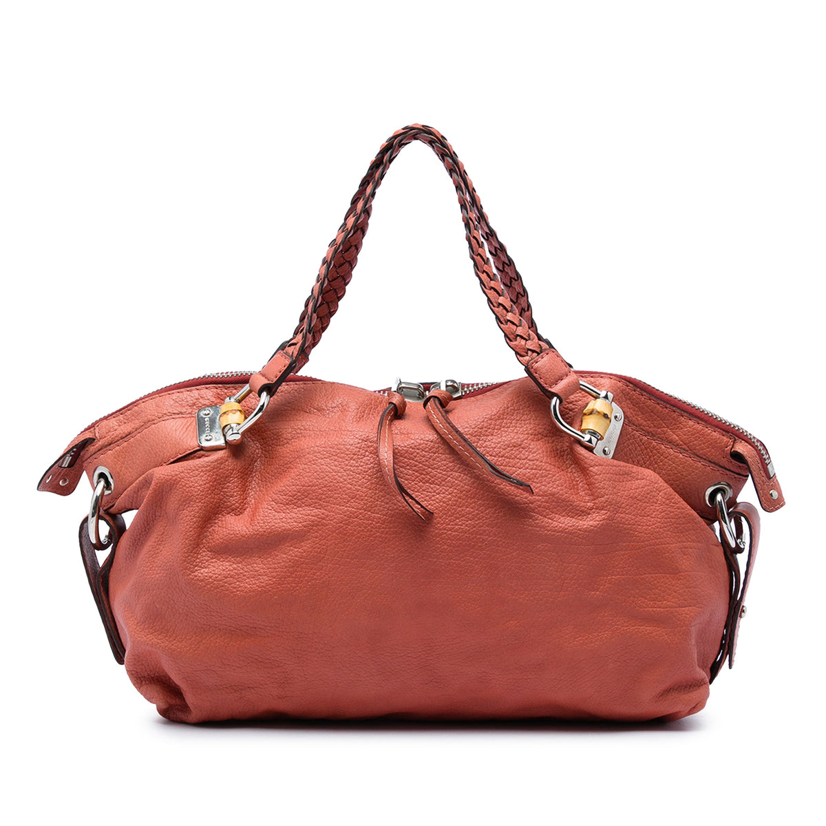 Gucci Medium Leather Bamboo Bar Tote
