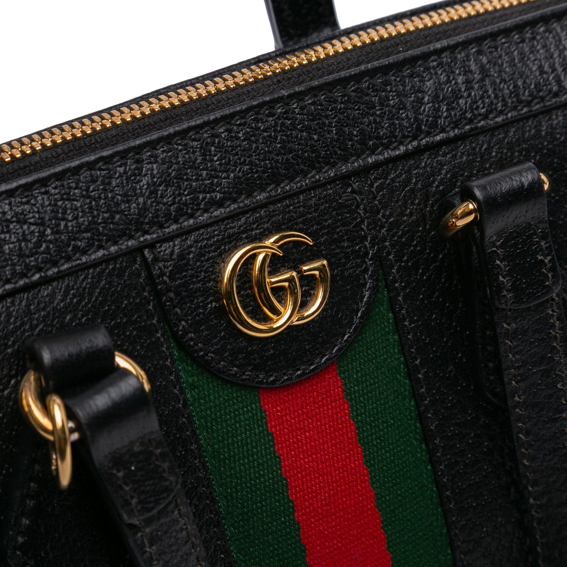 Gucci Small Leather Web Ophidia Satchel