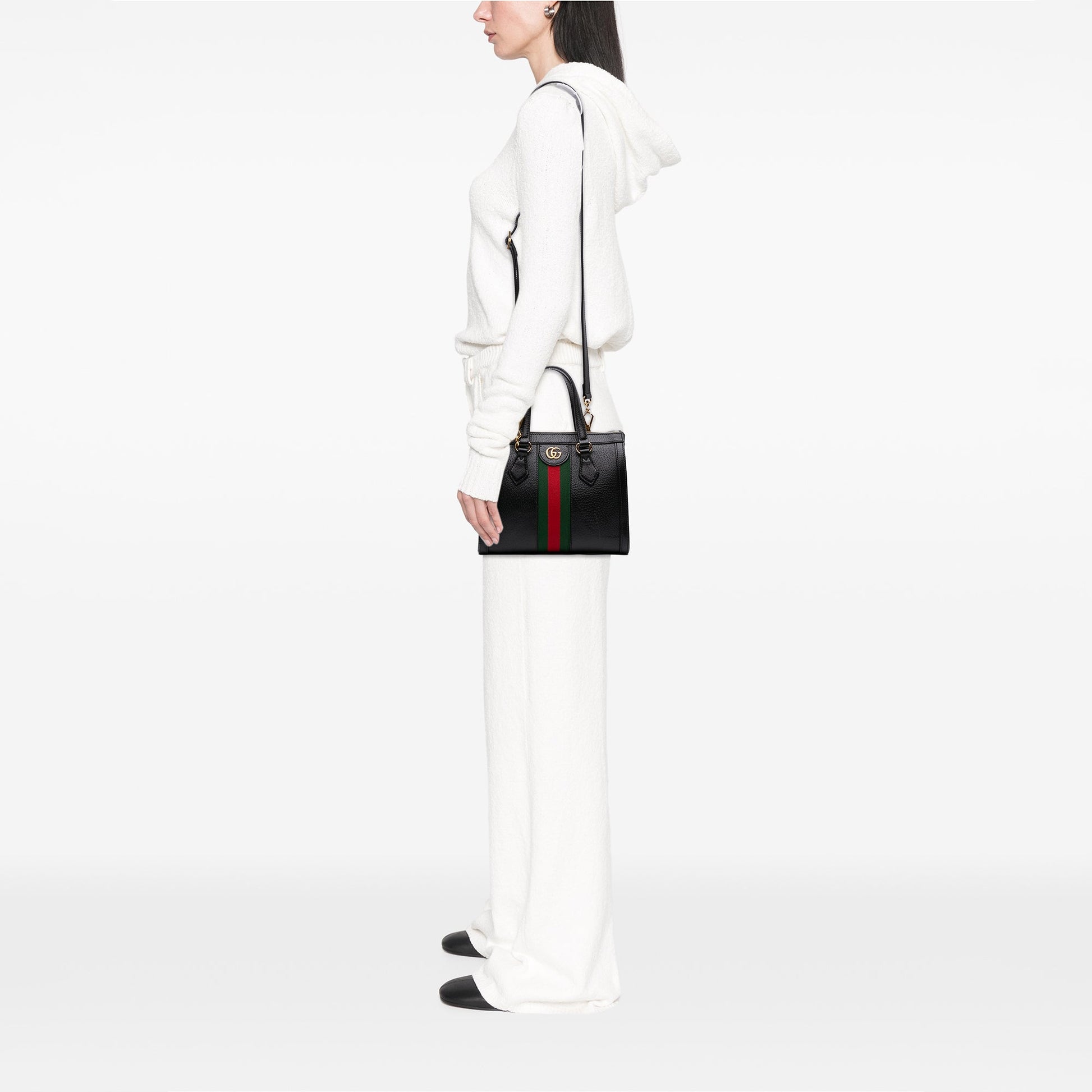 Gucci Small Leather Web Ophidia Satchel